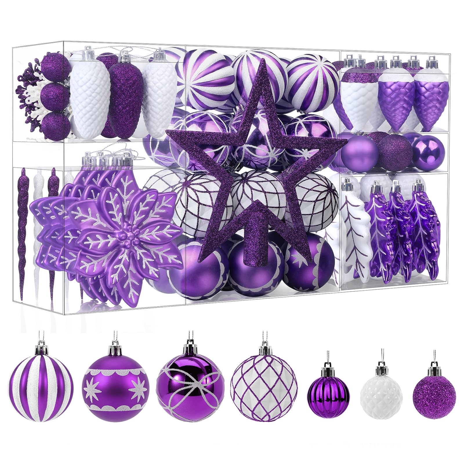 SHareconn 106pcs Christmas Baubles Ornaments for Christmas Tree Decorations — image 1