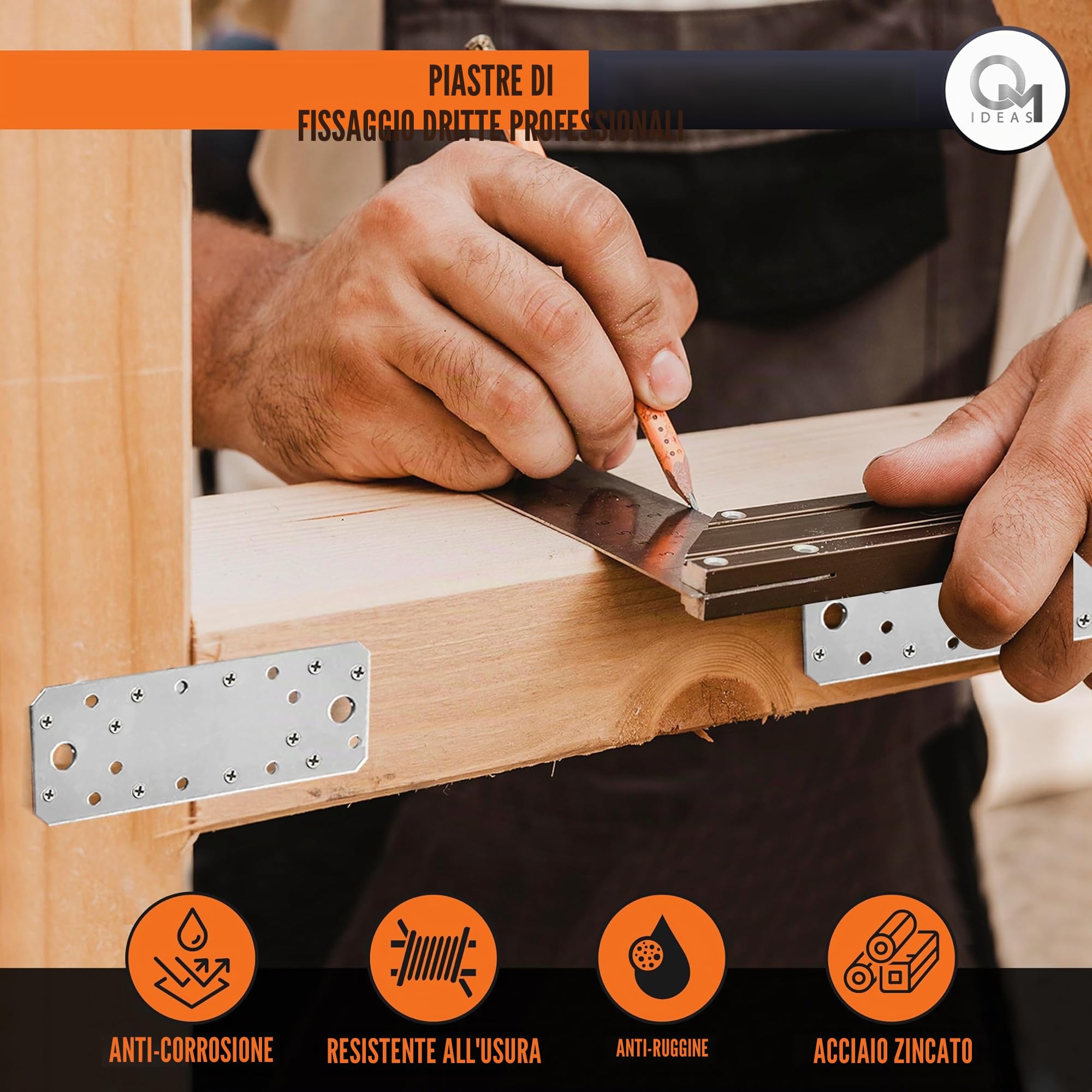 10 x Piastra di Giunzione piana (140 x 55 x 2) Piastra di fissaggio, Connettore per legno, Lastrina di giunzione piatta, Piastra di montaggio multi foro zincata in acciaio