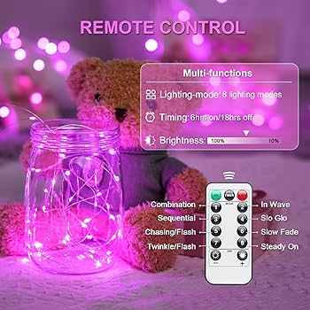 Amazon.com : JMEXSUSS 2 Pack Pink Fairy Lights Battery Operated
