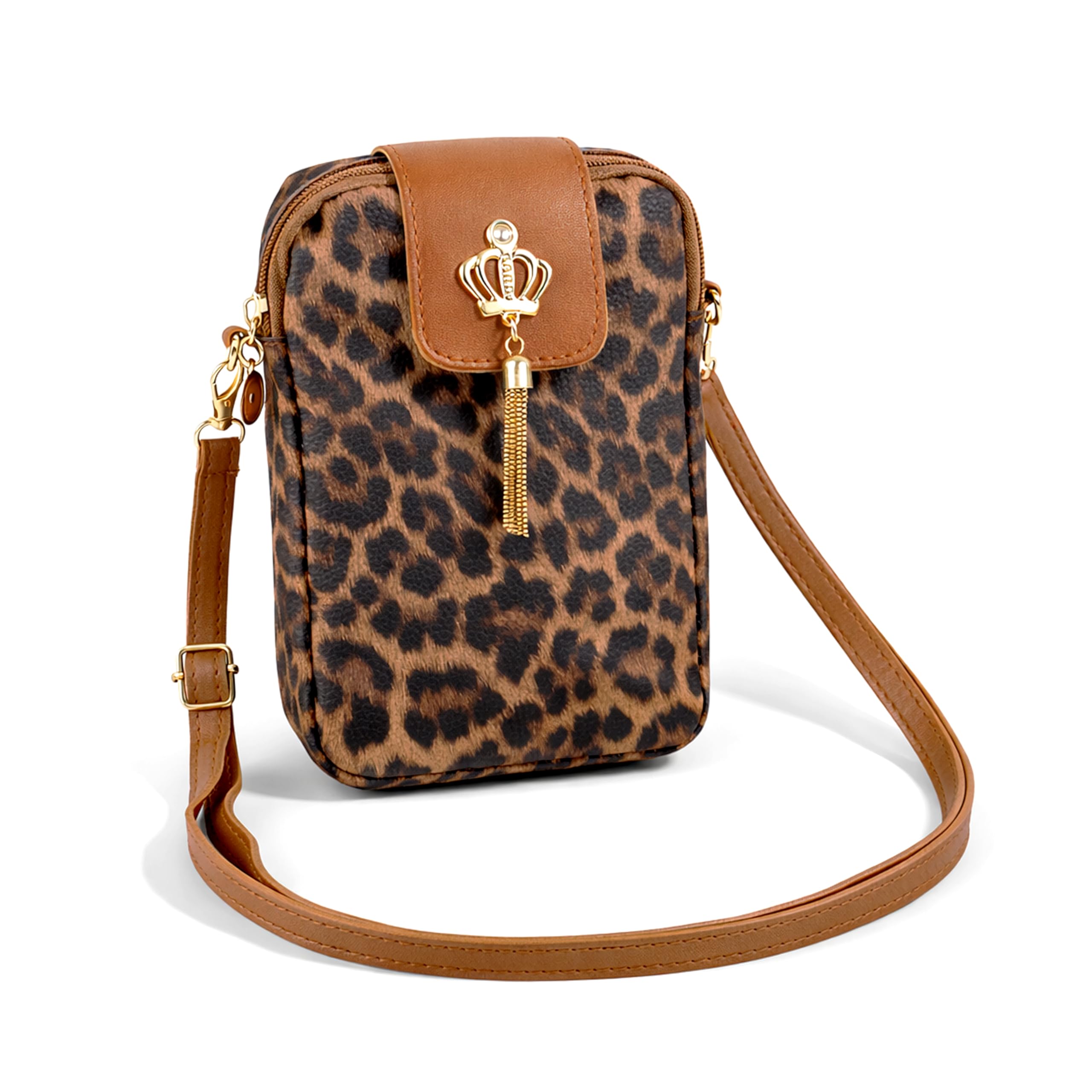 storite Women Mini Sling Bag Crossbody Purse with PU Leather Flap, Adjustable Strap & Magnetic Closure, Stylish Mobile Pouch for Travel & Casual Use (Brown & Black)-picture-47