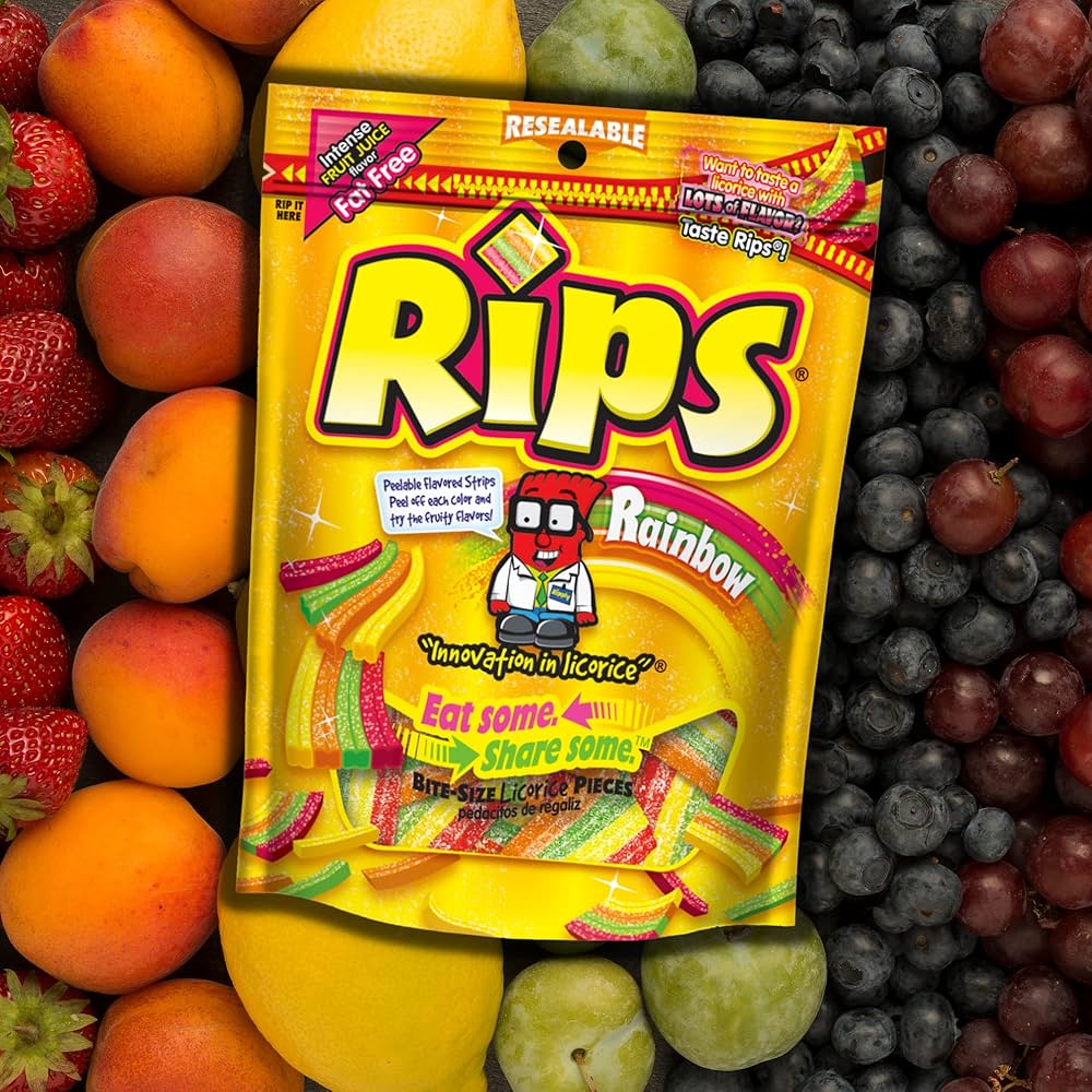 Amazon.com: Sweetzo - Rips Rainbow Bite Sized Licorice