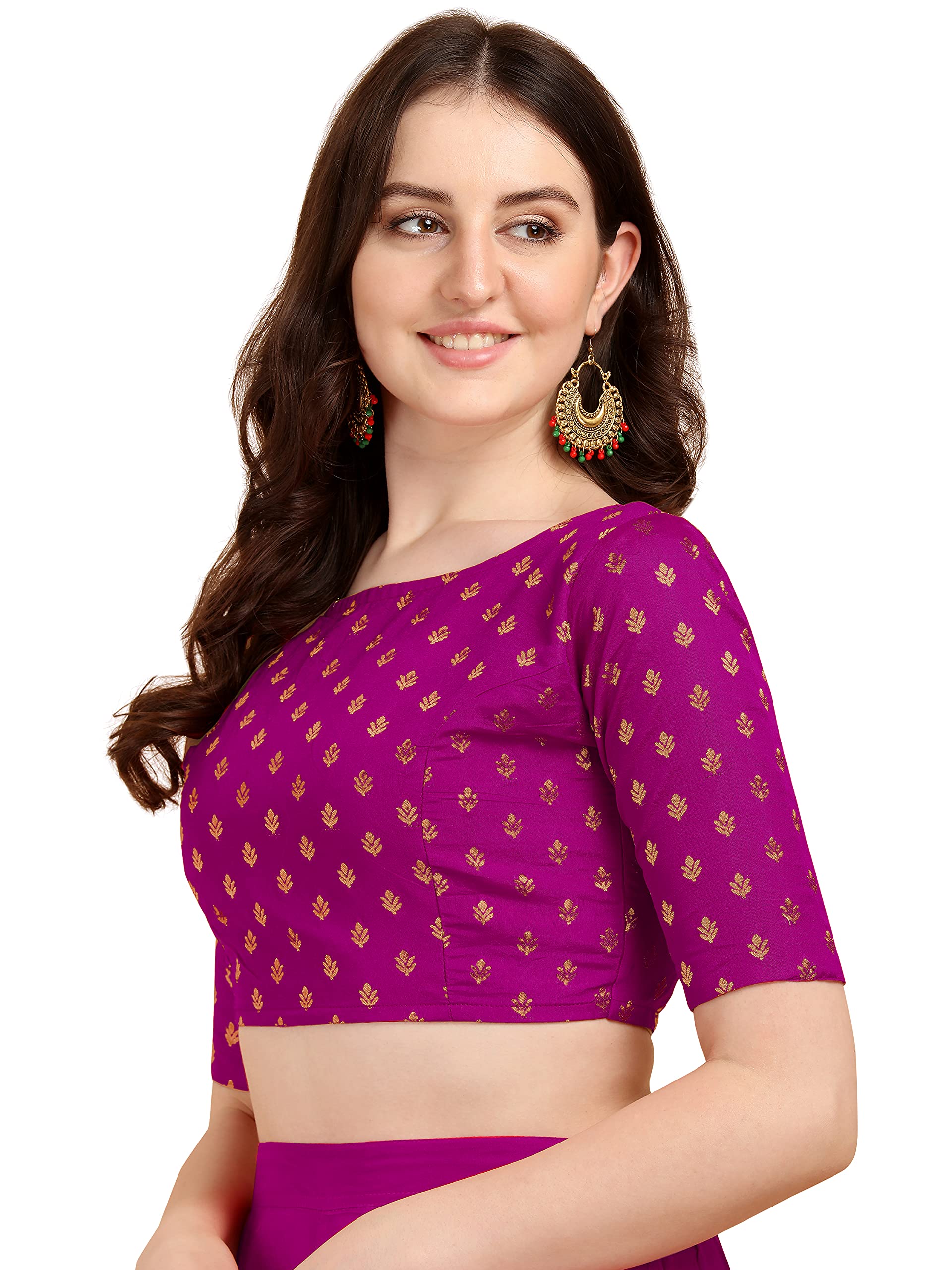 Oomph Jacquard Pink Readymade Blouse For Women - Rbbl48S