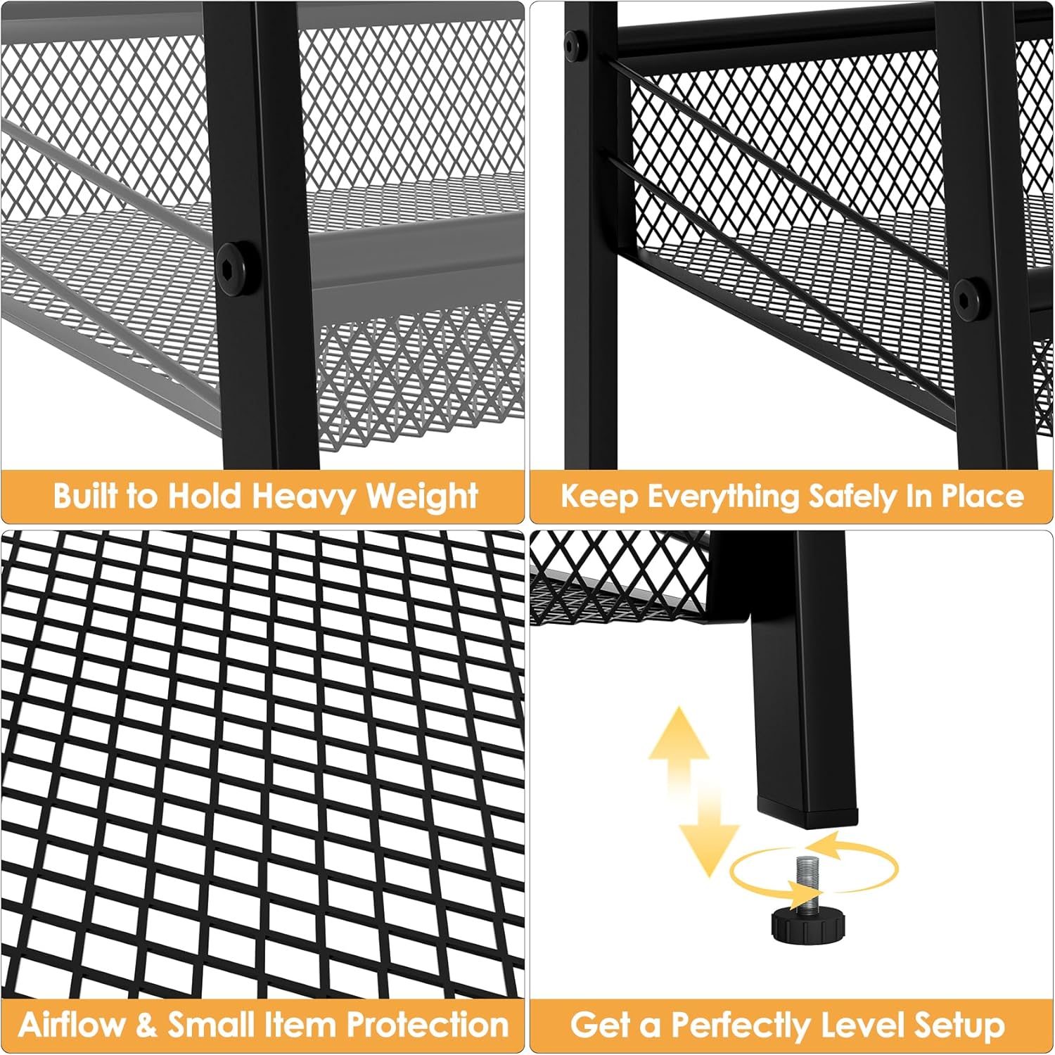 Masupu 3 Tier Bathroom Shelf, Bathroom Organizer and Storage for Small Space, Free-Standing Metal Rack Shelves Waterproof for Kitchen, Bathroom, Laundry, Toilet, Black