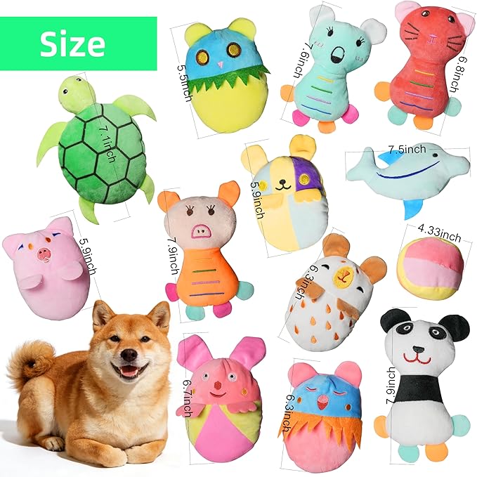 32 Juguetes para Perros Pequeños con Chirrido, Frutas y Animales de Peluche miniatura 2