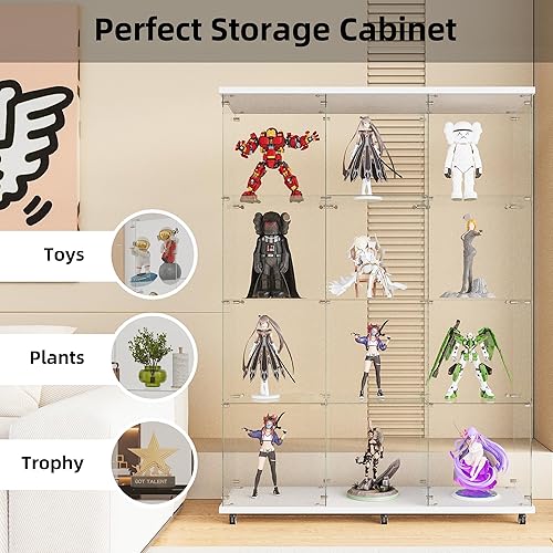 Miniatura 5 de Beauty4U Gabinete de cristal de una puerta, gabinetes de curiosidad blancos para sala de estar, dormitorio, oficina, exhibición de colección,