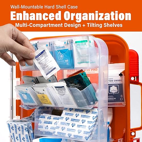 Miniatura 4 de EVERLIT Kit de primeros auxilios que cumple con la OSHA, 400 piezas, kit de emergencia esencial para montar en la pared, para el hogar, negocios,