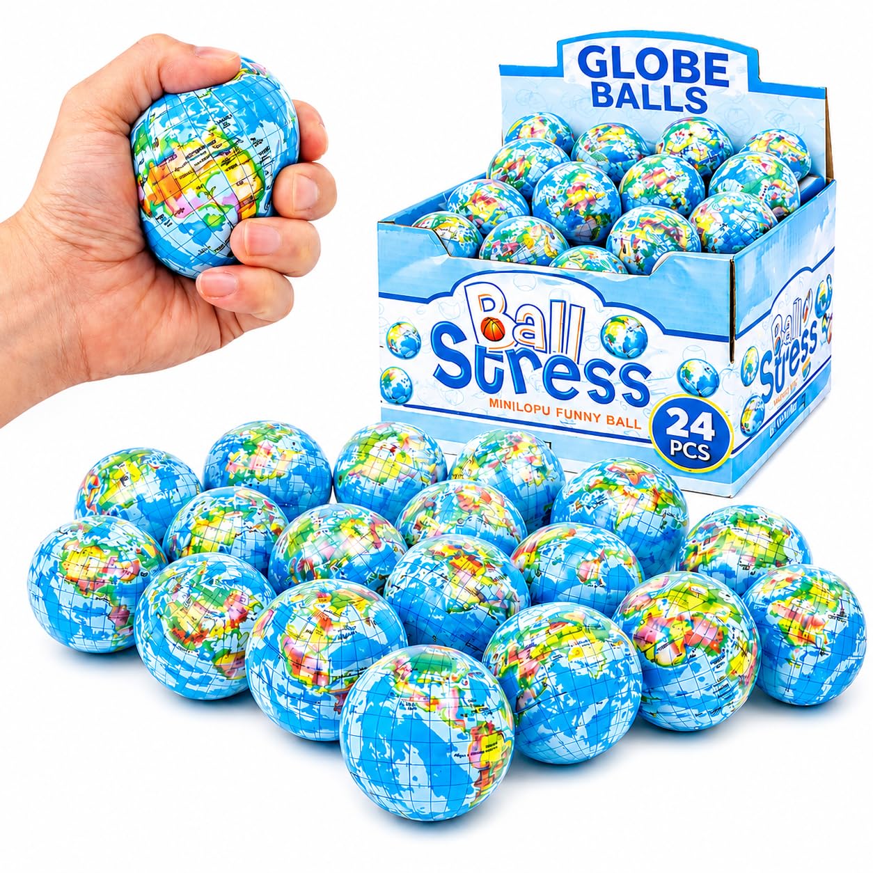 Amazon.com: 24 Pack - Globe Mini Soft Foam Earth Squeeze Balls