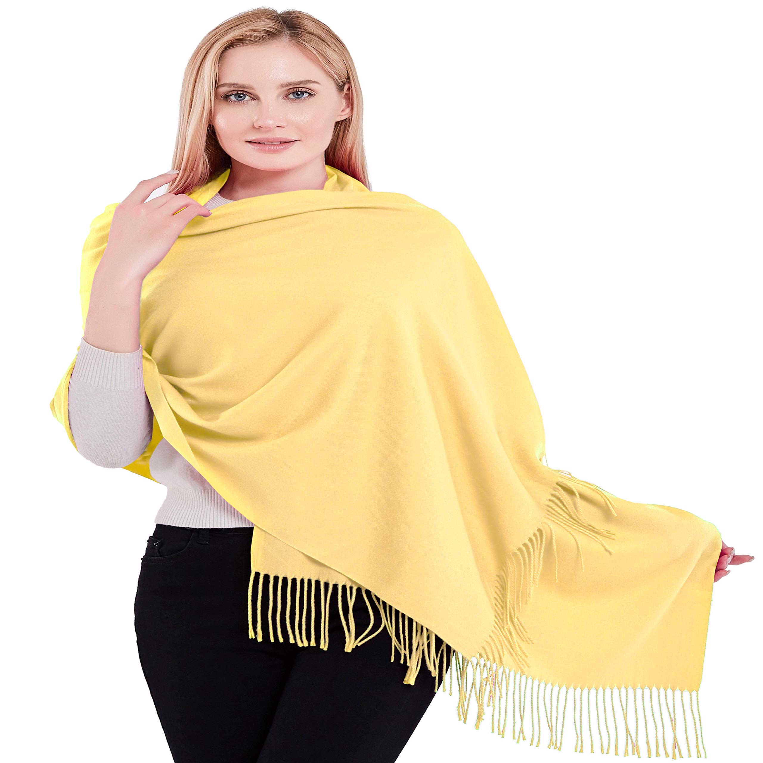 CJ Apparel Light Gold 100% Cashmere 2 Ply Shawl Seconds Pashmina Scarf Wrap Stole Hand Made in Nepal
