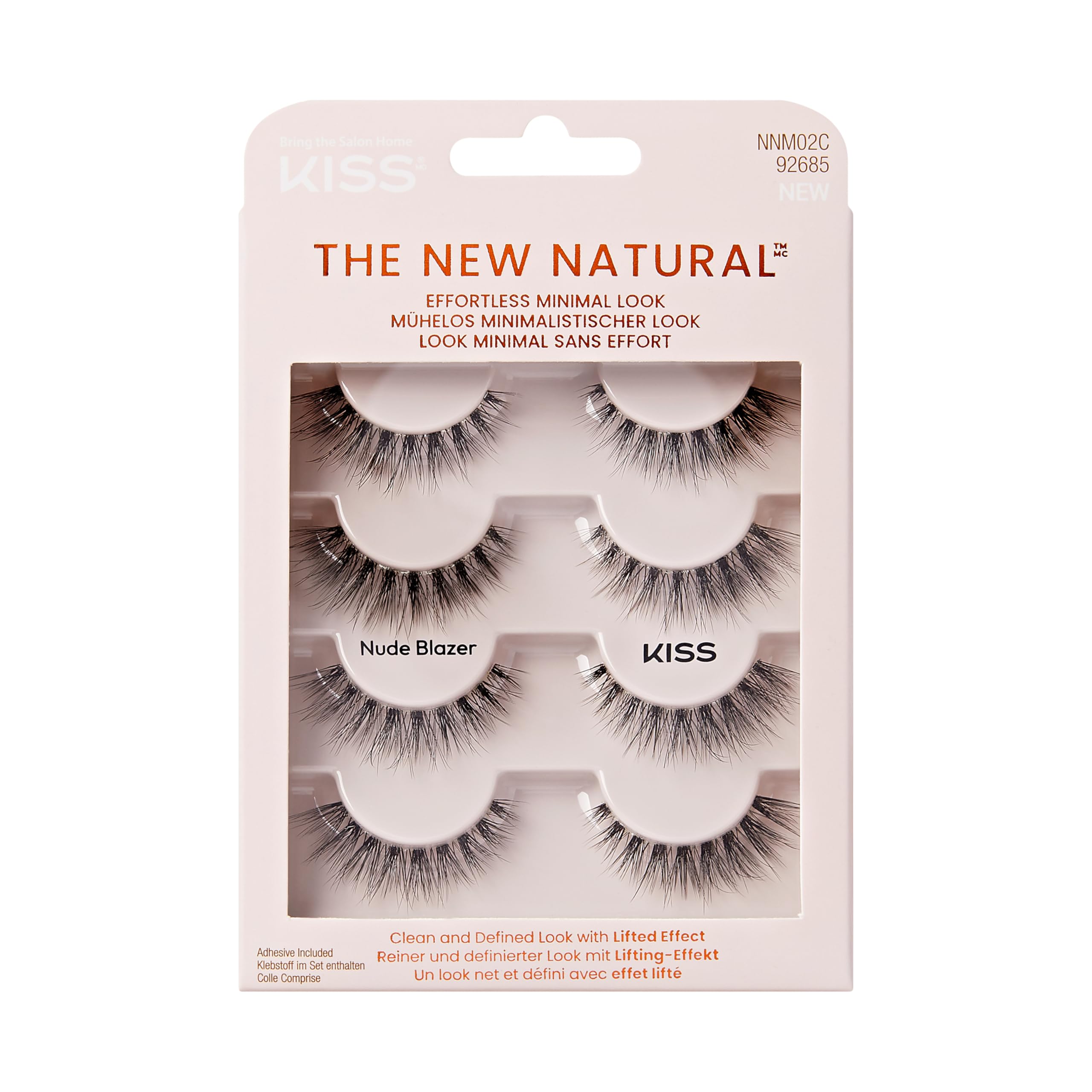 KISS sztuczne rzęsy The New Natural Multipack - Nude Blazer, 4 pary rzęs, 1klej