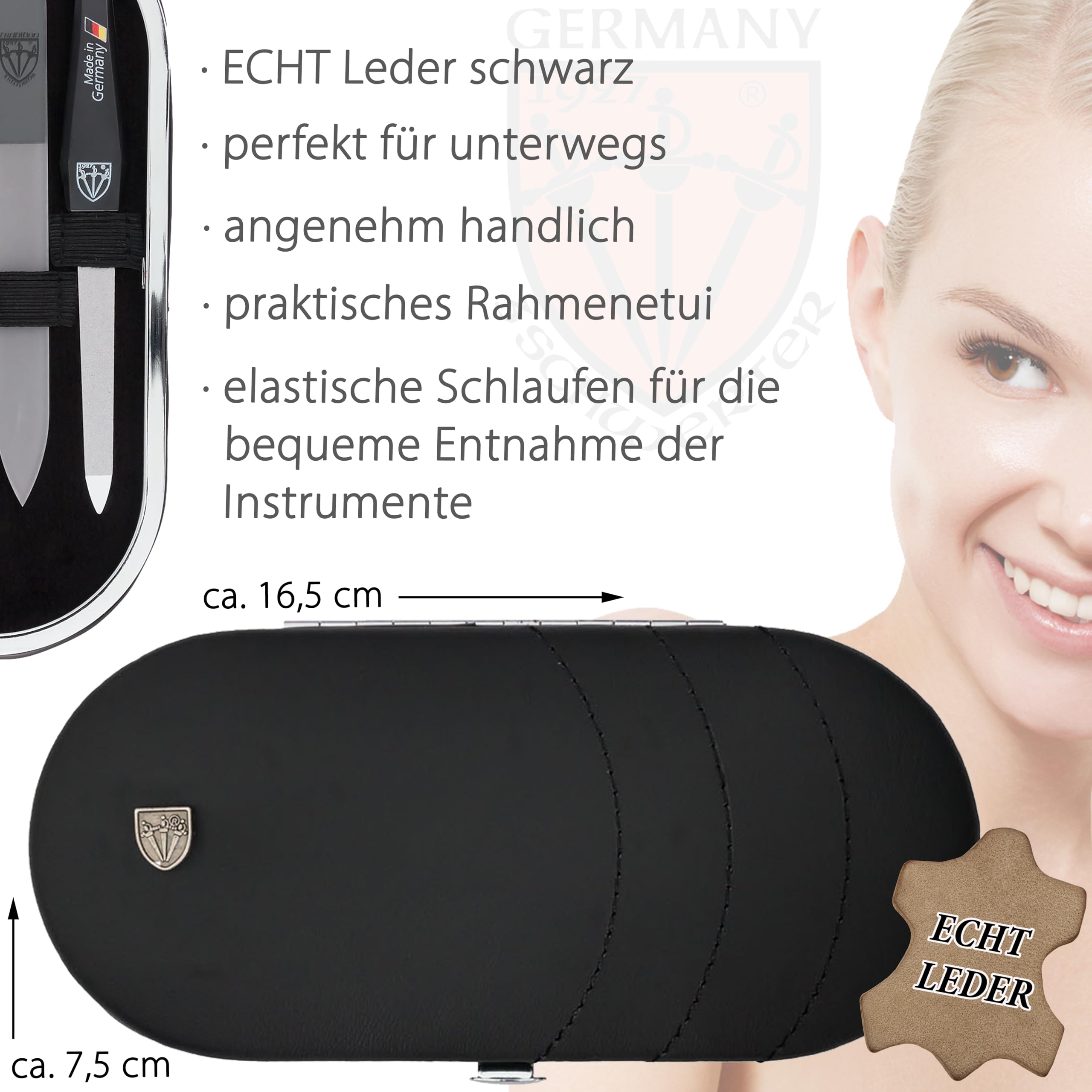 Trois épées | Exclusif Étui de manucure – pédicure – Soin des Ongles Kit/de 5 pièces | qualité – Fabriqué à Solingen – Différentes couleurs