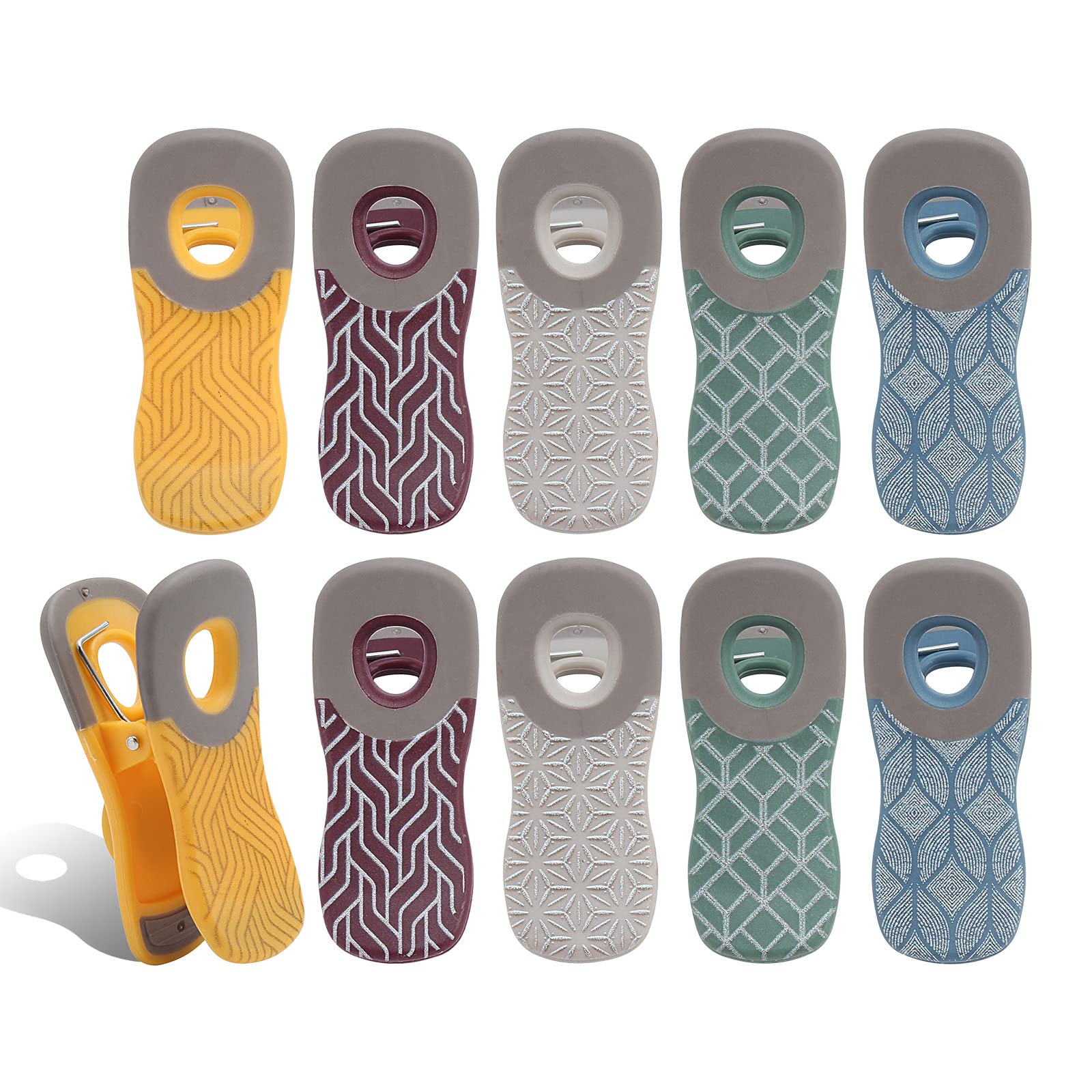 Photo 1 of COOK WITH COLOR Cute Magnetic Bag Clips - 10 Pc. Set of Chip Clips and Snack Clips with Printed Designs- Kitchen and Food Bag Clips for Airtight Seal for Food Storage (Farmhouse Chic) Farmhouse Chic Pack of 10