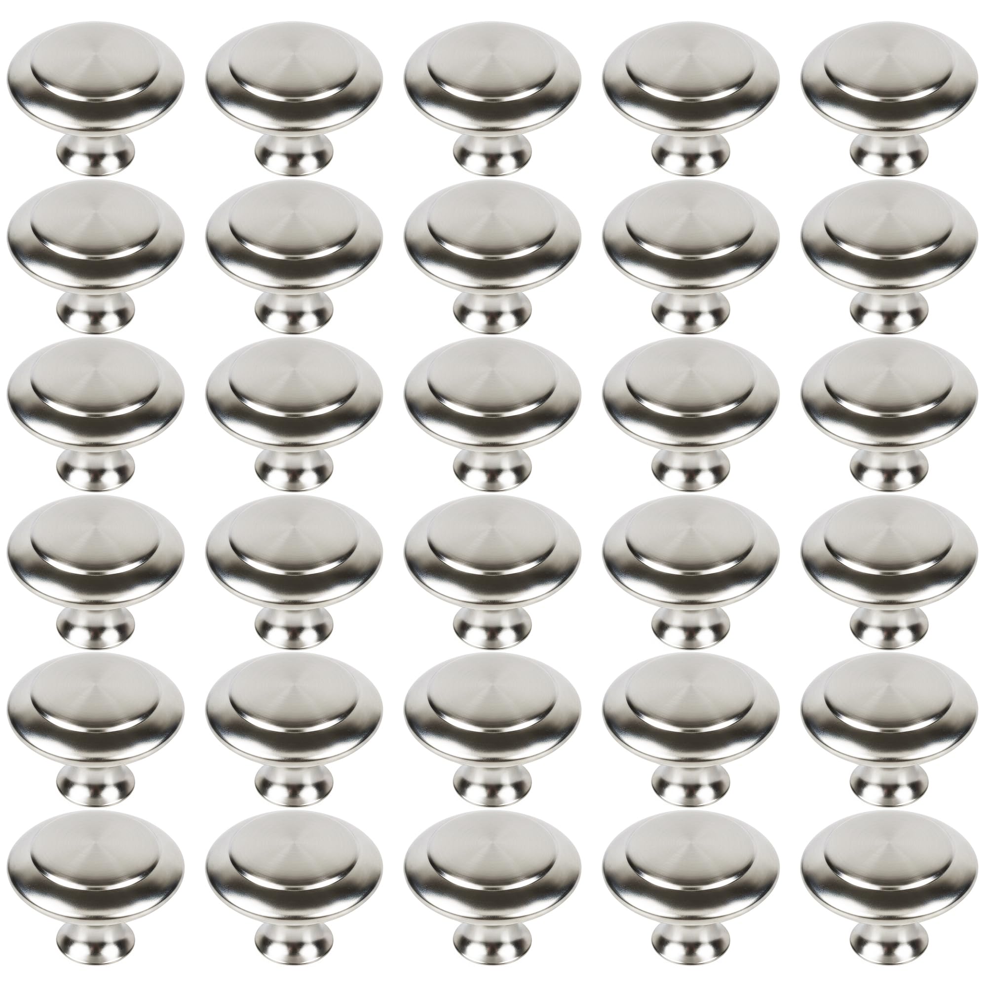 30 Packs Kitchen Cabinet Knobs Brushed Silver-Pull Hardware Handle,Drawer Knobs for Cupboard Door Drawer with Long Short Screws