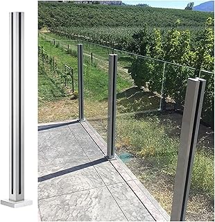 Stainless Steel Glass Railing Post, No-Drill Installation, Heavy Duty 30...