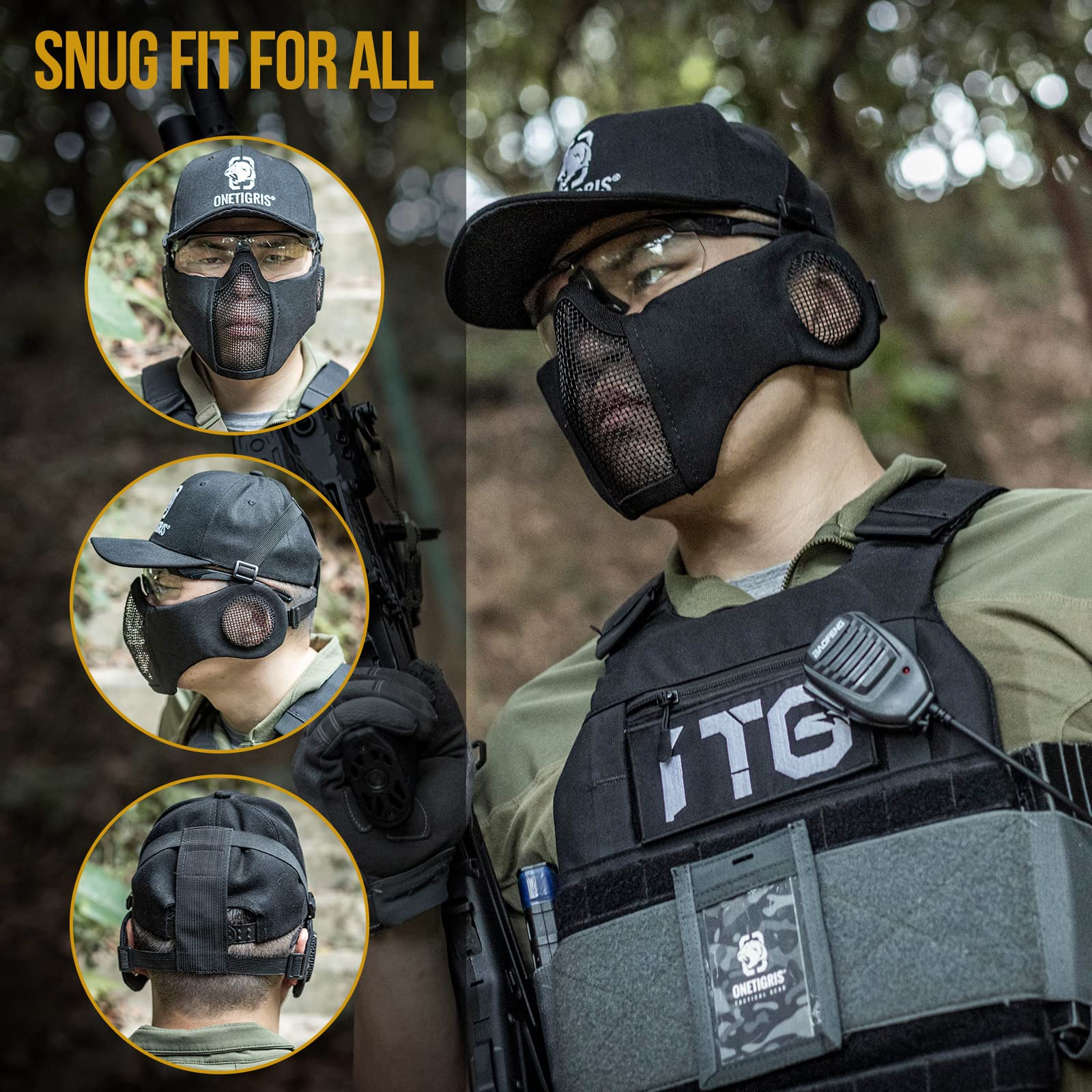 Buy 6" Foldable Half Face Airsoft Mesh Mask with Ear