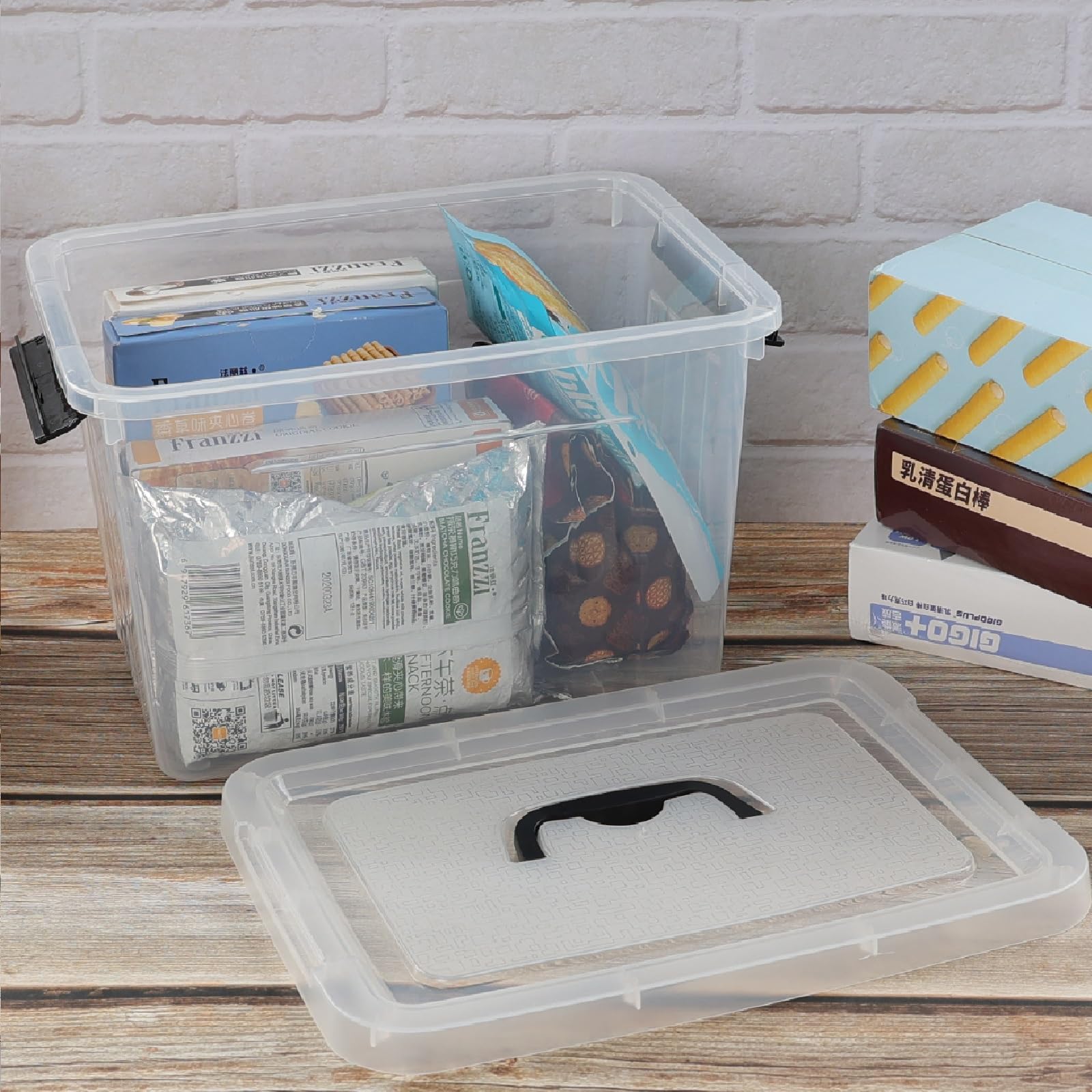 6er-Set Klare Aufbewahrungsboxen 12 Liter – Mit Deckel & Griff, Transparent, Stapelbar