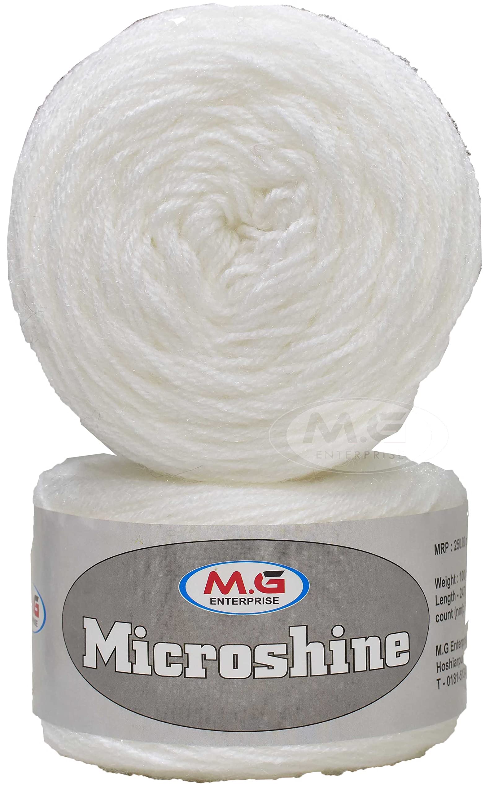 M.G Microshine White (400 gm) Wool Hank Hand Knitting Wool/Art Craft Soft Fingering Crochet Hook Yarn, Needle Knitting Yarn Thread dye J C FA