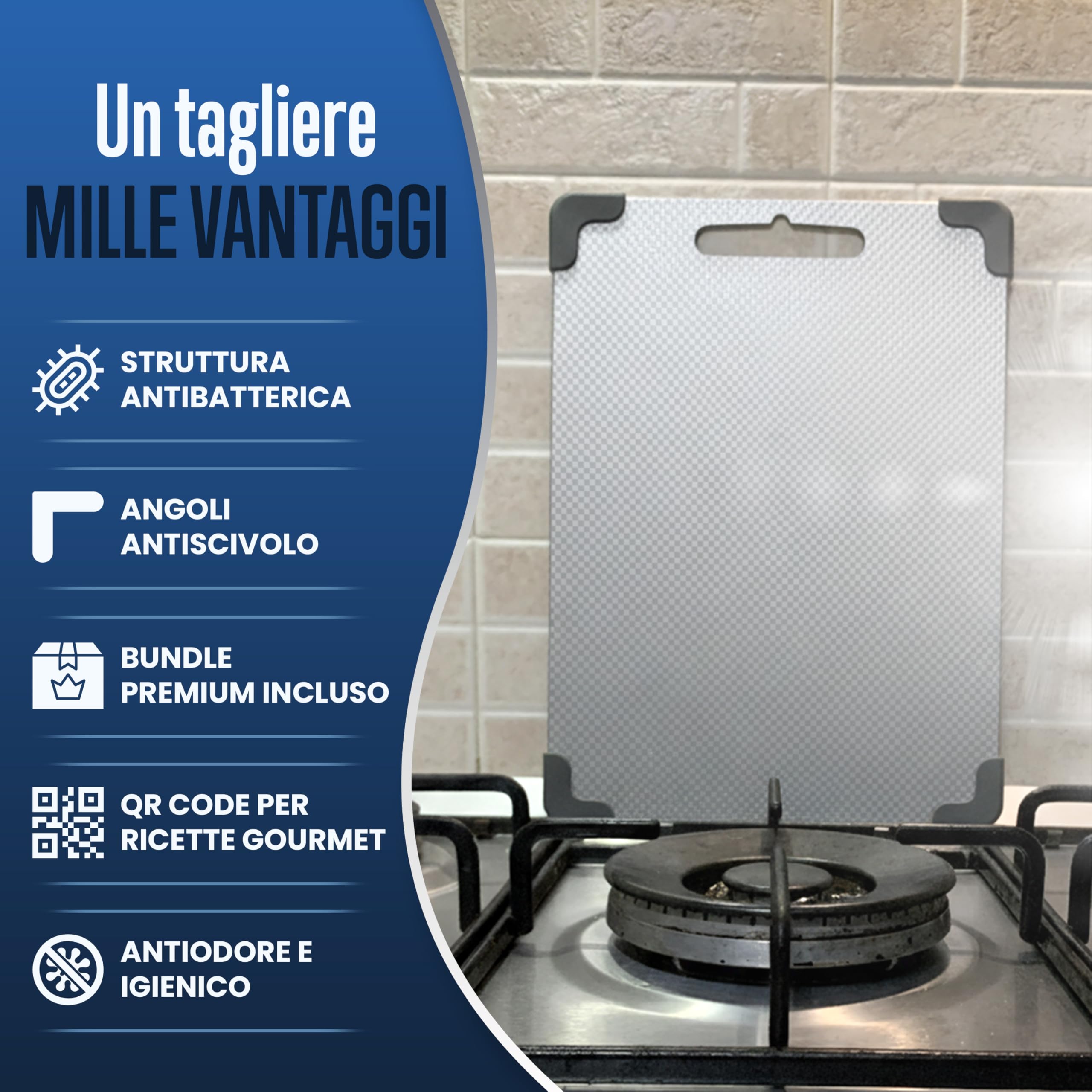 Tabla de Titanio Puro 35×25 cm – Doble Cara con Innovadora Superficie “Grano de Arroz”, Canal de Jugos & Esquinas Antideslizantes – Incluye Afilador Diamantado, Paño, Caja Premium & 50 Recetas