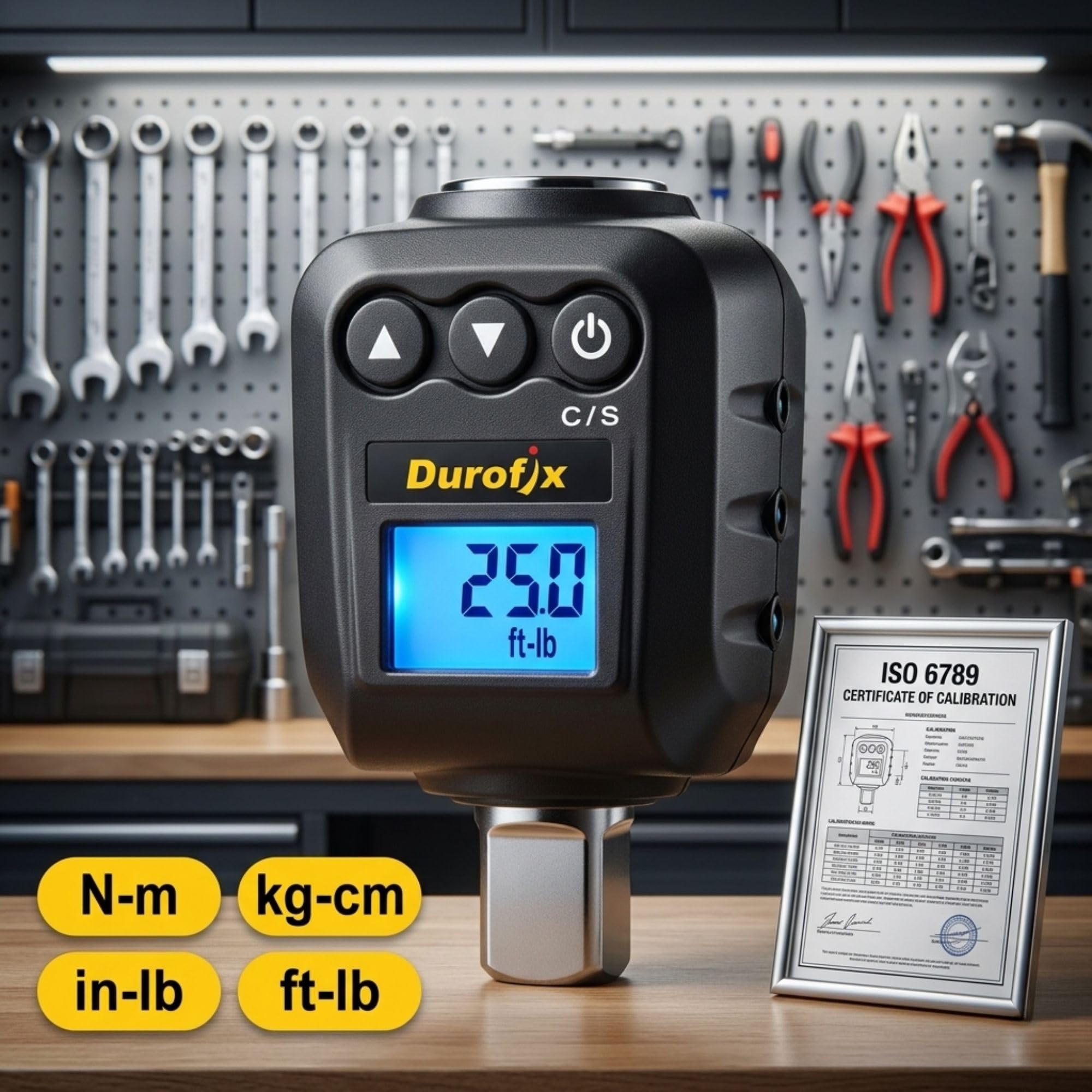 Durofix RM602-4A (25 to 250 ft-lbs.) Digital Torque Adapter with Buzzer and LED Flash Notification – ISO 6789 Standards with Certificate of Calibration — Amazon image 2
