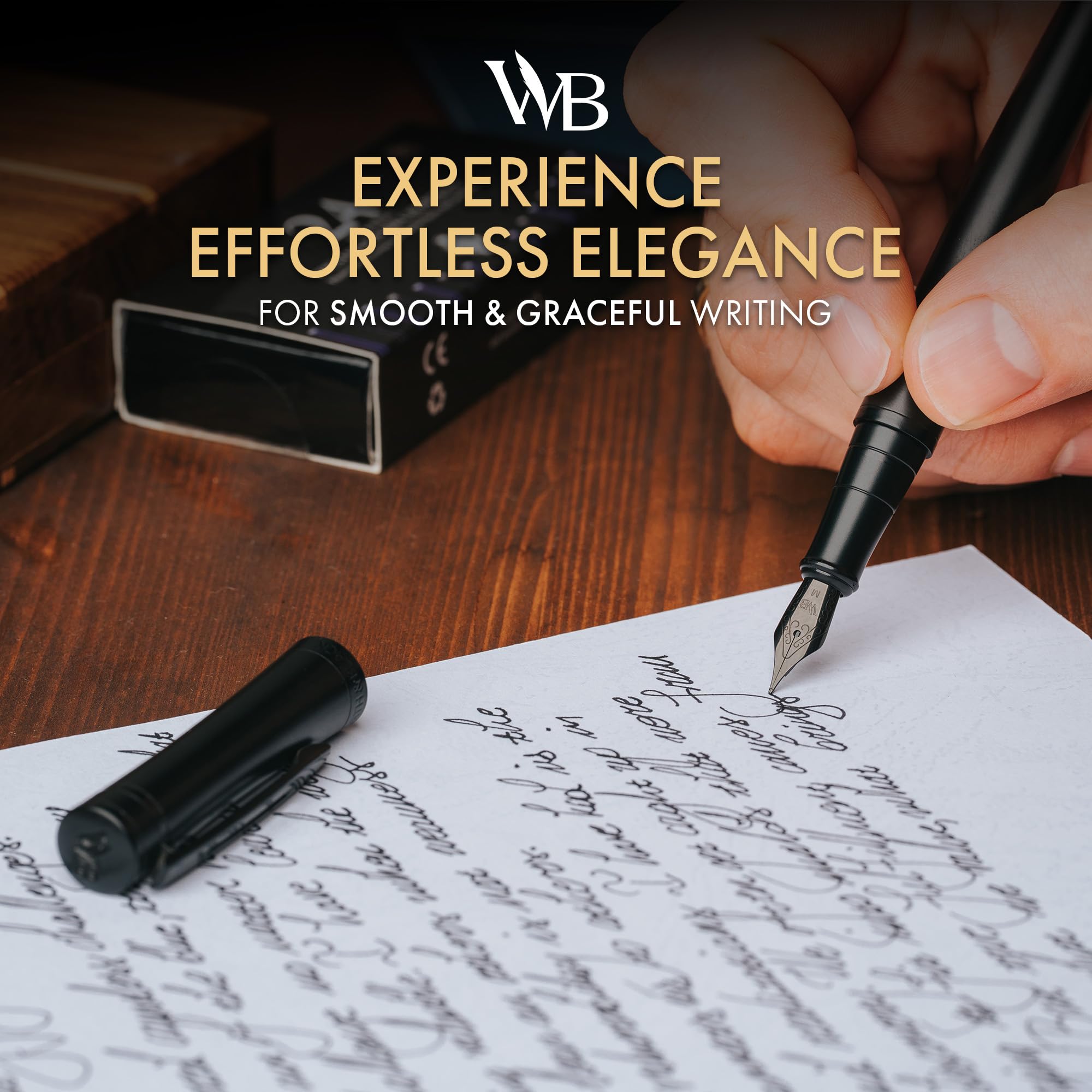 Wordsworth & Black Fountain Pen Set, Medium Nib, Includes 24 Pack Ink Cartridges, Ink Refill Converter & Gift Box - Image 2
