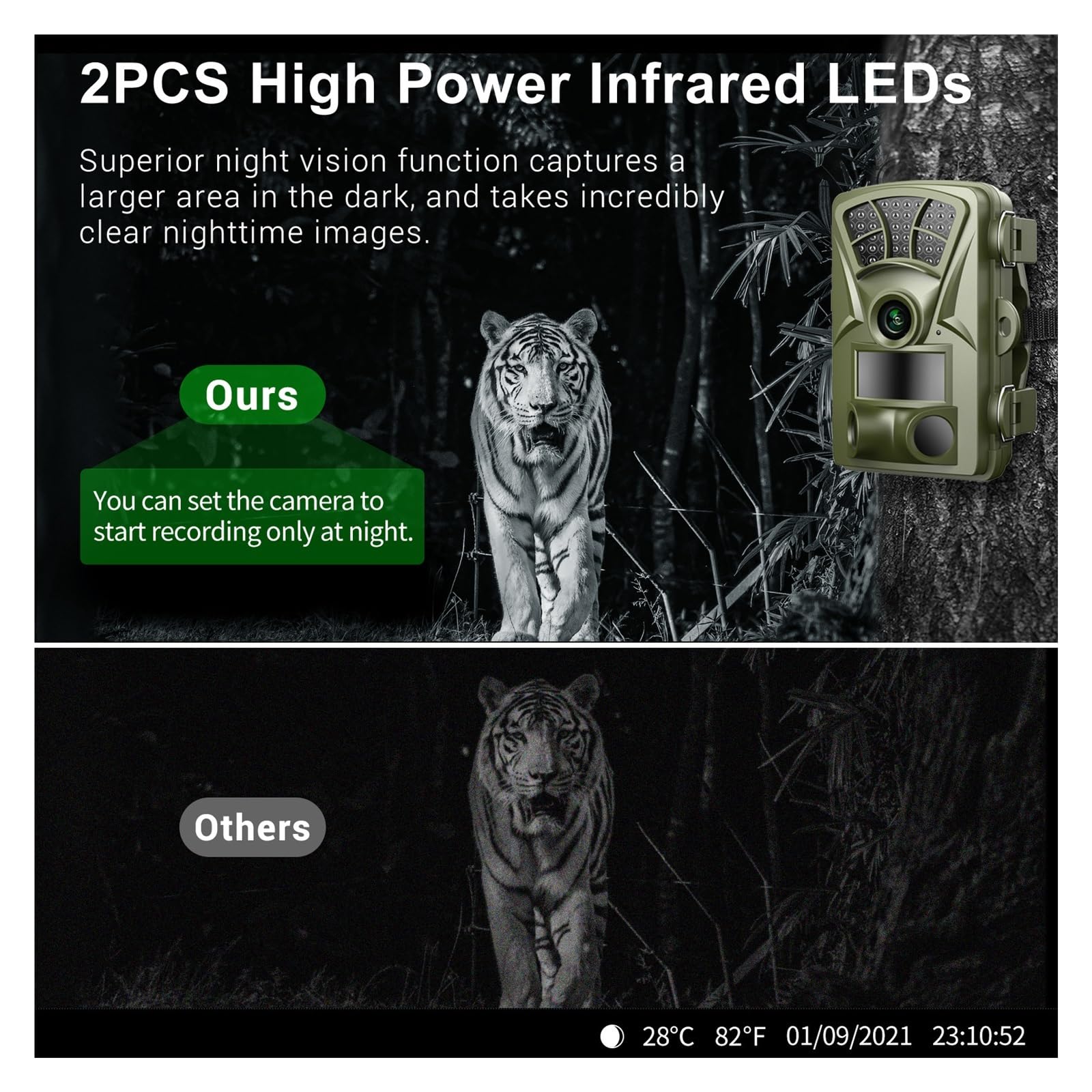 Cámara Vida Silvestre Cámara De Caza Vida Silvestre Infrarrojo Animal Salvaje Rastro Visión Nocturna Impermeable Confiable Preciso