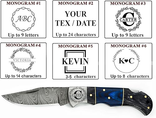 Miniatura 3 de Lara Eagle Cuchillo de bolsillo personalizado de Damasco para hombres, cuchillos de caza plegables hechos a mano de acero sólido multicapa con