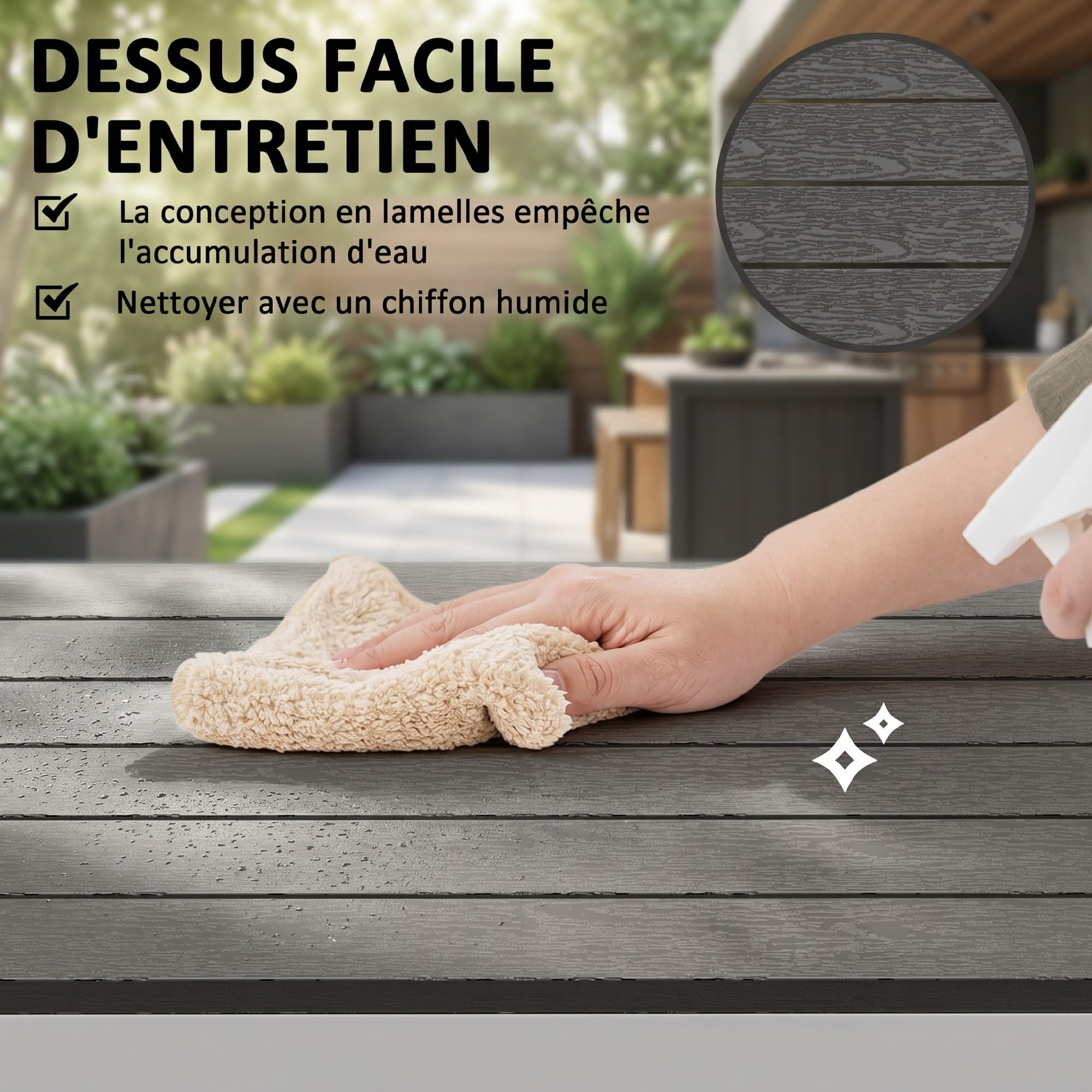 Outsunny Table à Manger de Jardin pour 4-6 Personnes 120 x 70 x 72 cm Noir