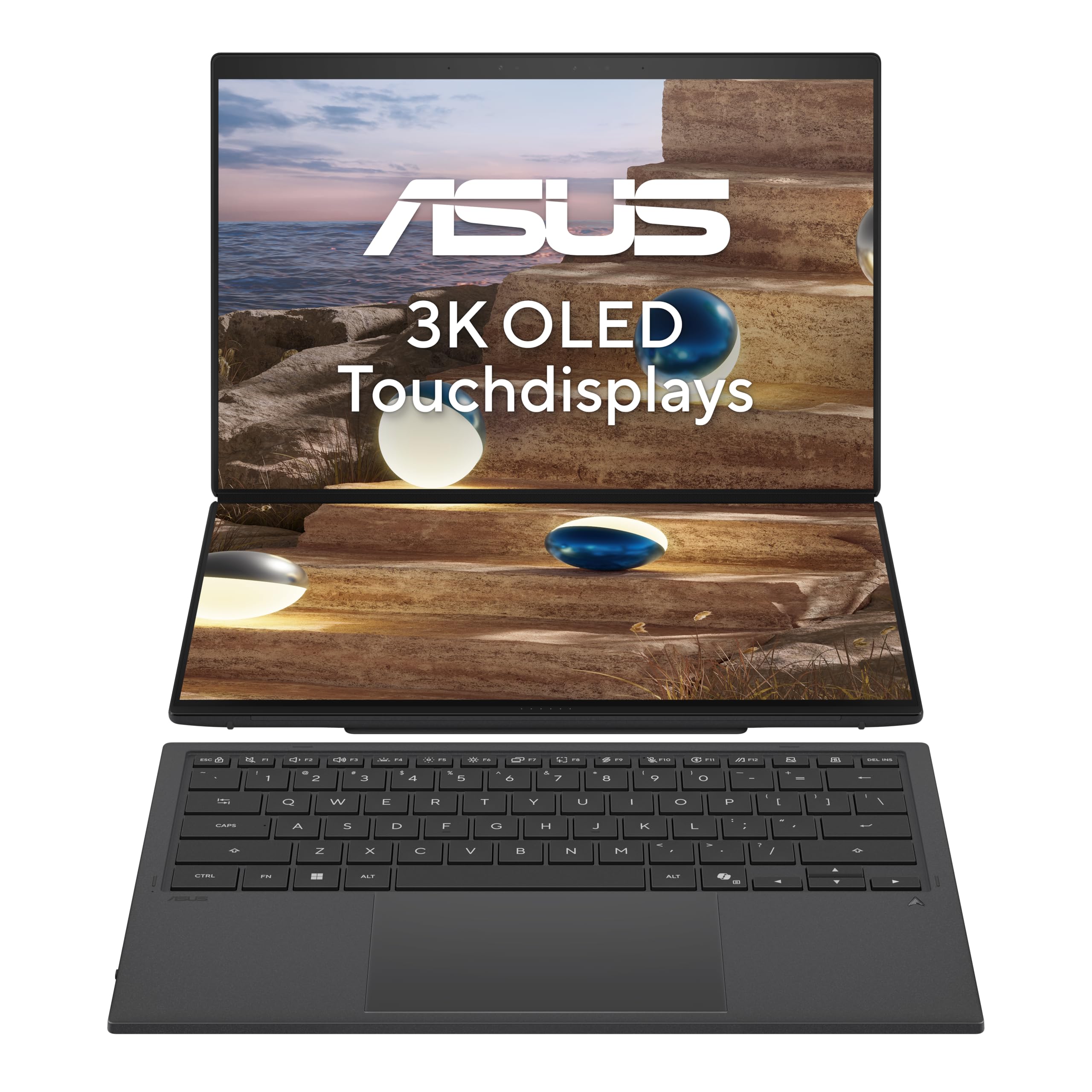 ASUS Zenbook Duo 14 UX8407AA Copilot+ PC | 14" 2,8K WQXGA+ 144Hz 16:10 OLED Touch Display | Intel Core Ultra 9 386H | 32GB RAM | 1TB SSD | Intel Graphics | Win11 Home | QWERTZ | Moher Gray