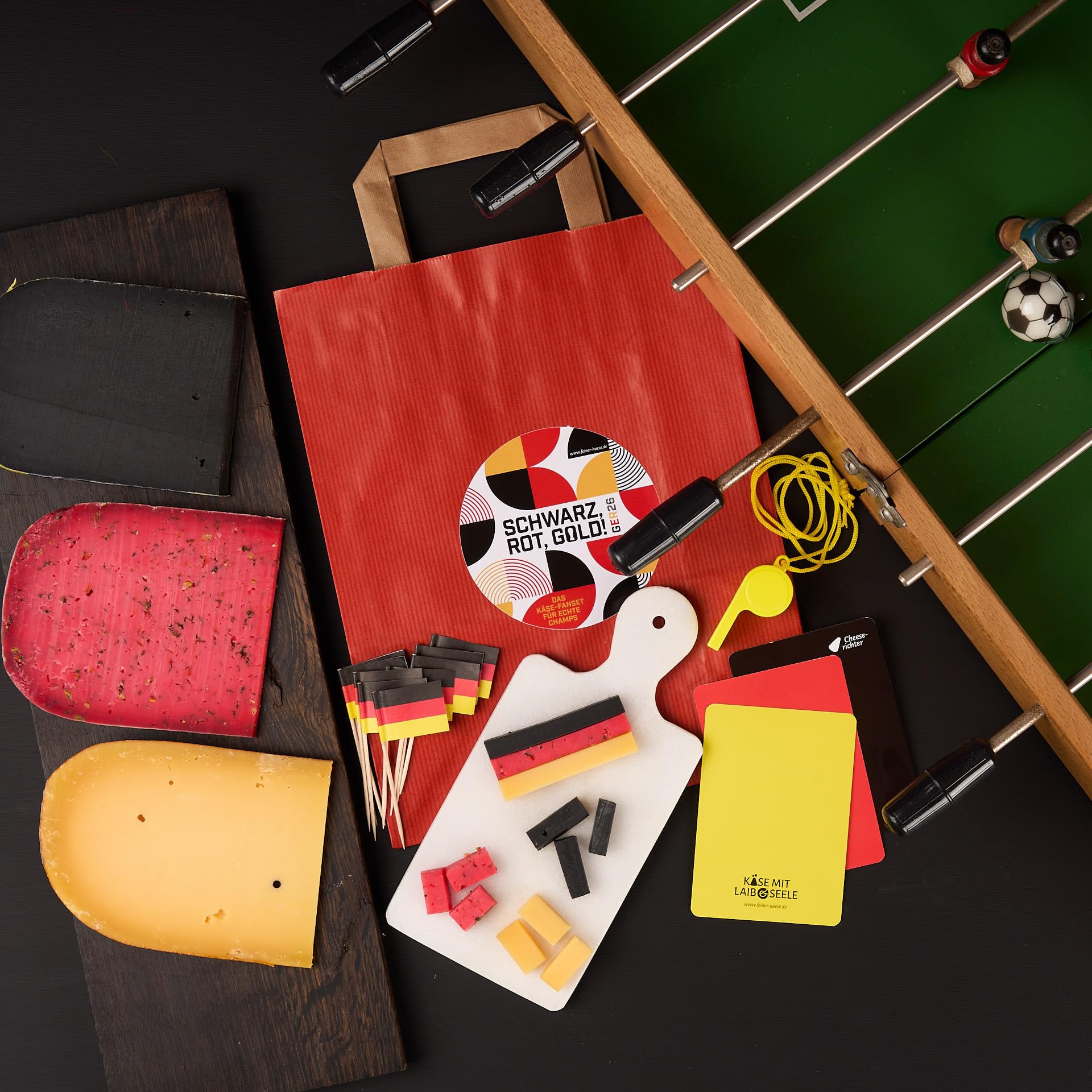 Käse-Snackset | Schwarz Rot Gold zur WM26 | Mit gratis Deutschland Fanset