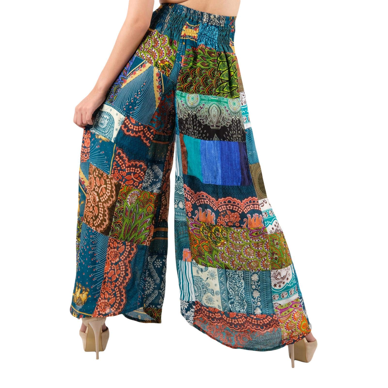 Lofbaz Pantaloni Palazzo Patchwork a Gamba Larga da Donna Pantaloni Yoga Harem