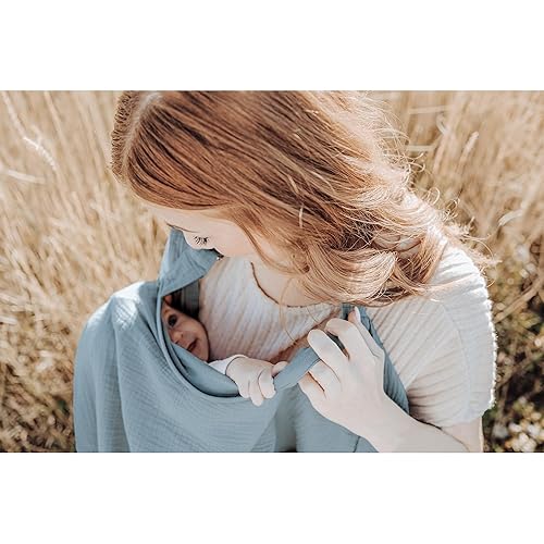 Miniatura 4 de Konssy Funda de lactancia de muselina para lactancia materna, transpirable, 100% algodón, con aro rígido para delantal de lactancia, toldo multiusos