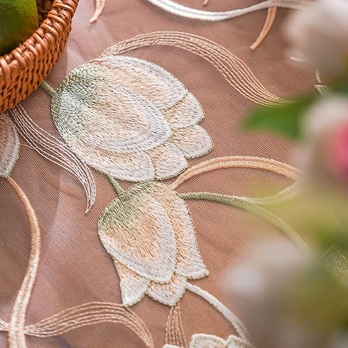 Miniatura 5 de ARTABLE Camino de mesa de encaje macramé, bufanda vintage con exquisito bordado para cocina, hogar, boda, fiesta, comedor (12 x 36 pulgadas,