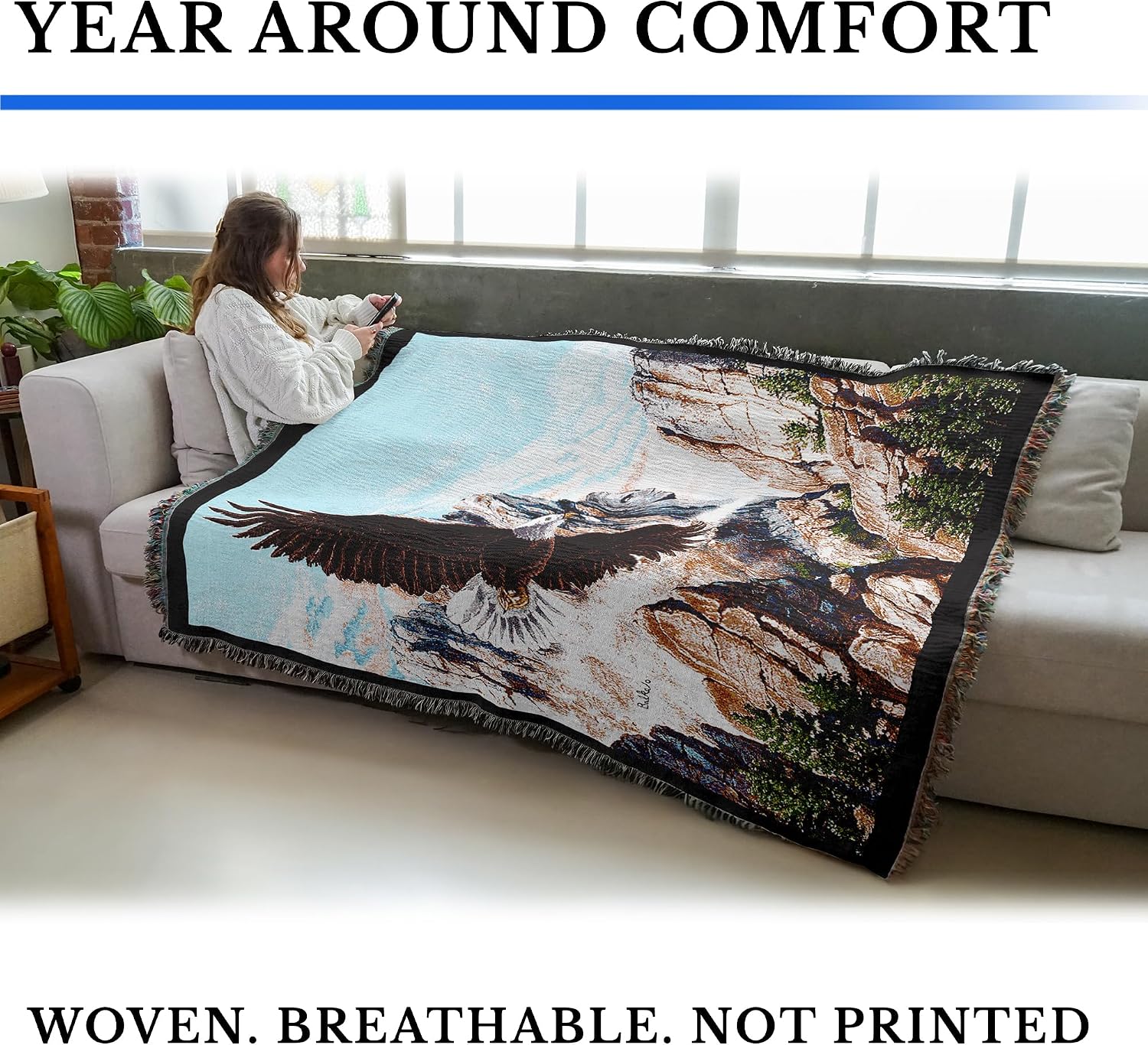 Pure Country Weavers Let Freedom Ring Blanket by Don Balke - Mount Rushmore National Memorial - Gift Cotton Tapestry Throw - Made in The USA - 72" x 54"