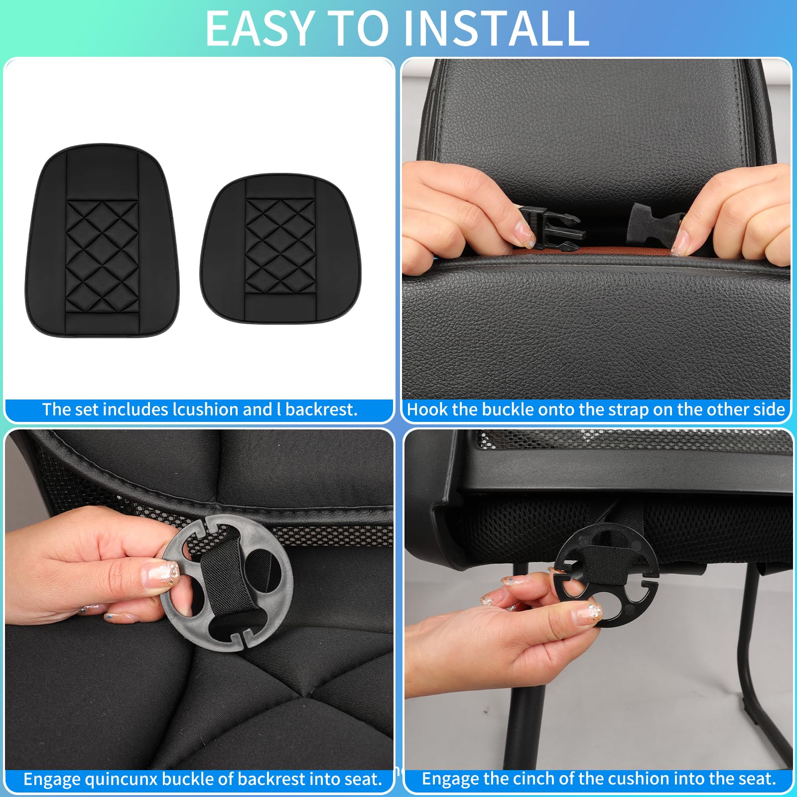 Chezope Car Seat Cushion with Back Support Pillow Car Seat Cushion for Long Driving Breathable Car Seat Protector — view 5