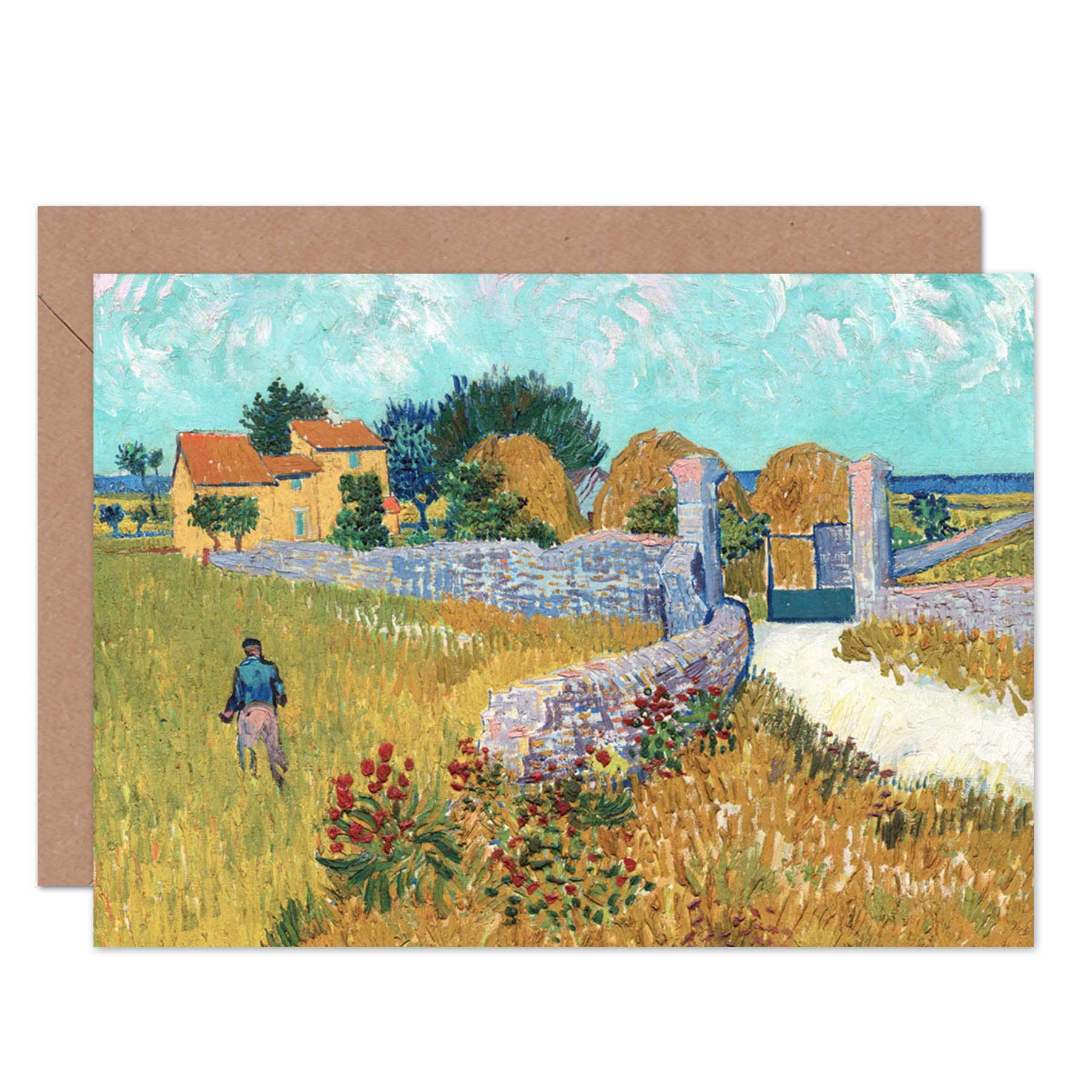 Artery8 Vincent Van Gogh Farmhouse Provence 1888 Painting Fine Art Greeting Card Plus Envelope Blank Inside