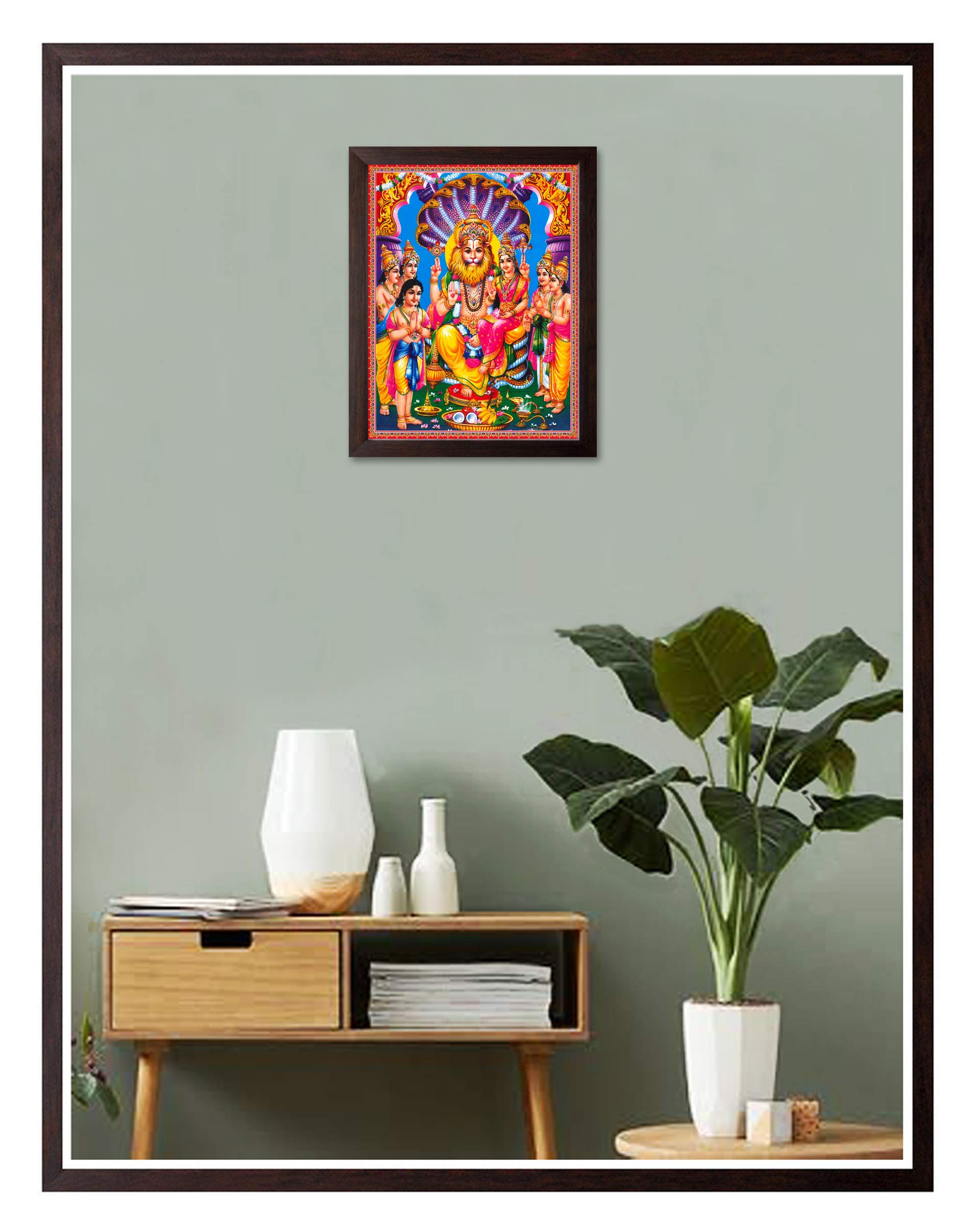 Buy Store Lord Narsingh With Sheshnaag, HD Printed Religious & Decor Poster Painting With Frame. Online in India