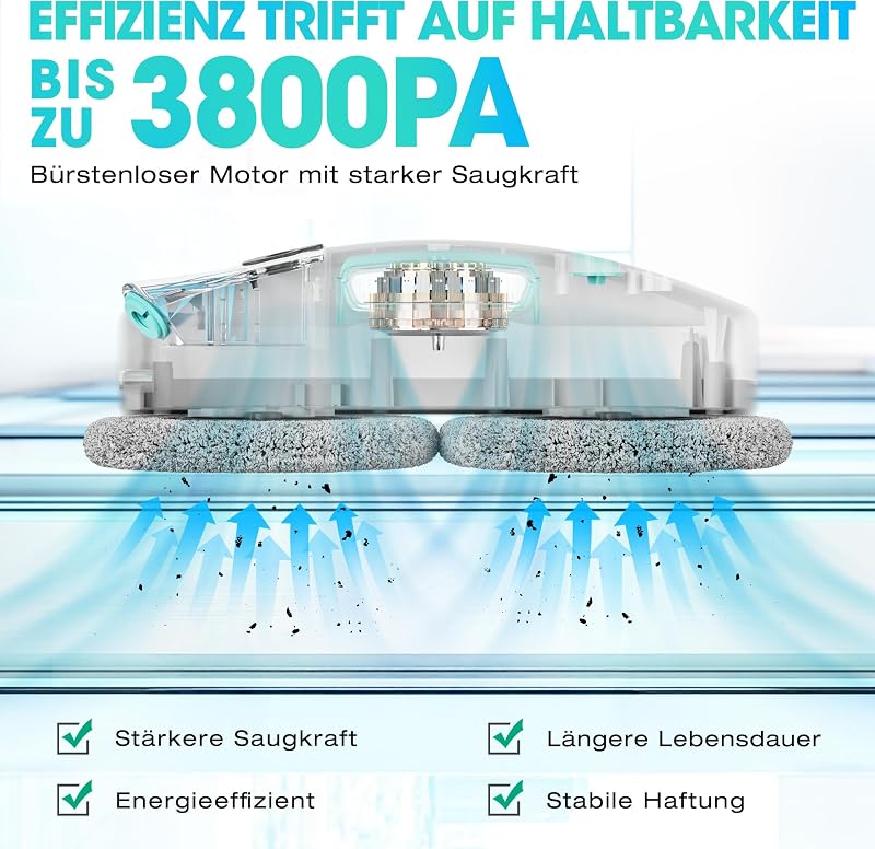 HAUSHOF Ablaktisztító Robot 3800PA Spray Funkcióval, Intelligens Navigáció és Távirányítás
