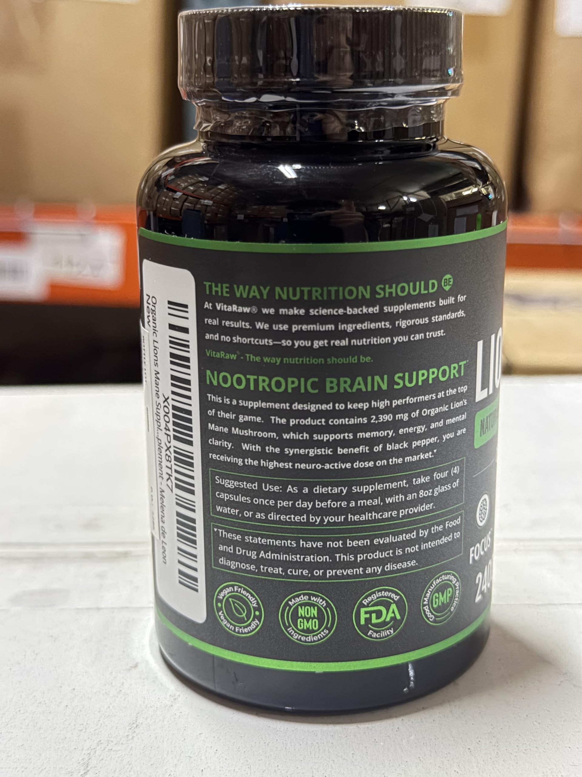 VitaRaw Organic Lions Mane Supplement Capsules 2400 mg - Powerful Nootropic - Helps Maintain Memory, Energy, and Mental Clarity - Vegan Brain Booster Focus Pills - Real Lion's Mane Supplement — Amazon image 9