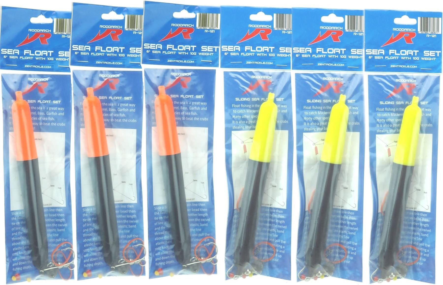 6 X Sea Fishing Float Set Includes Floats, Hooks, Beads, Weights, Stops & Instructions
