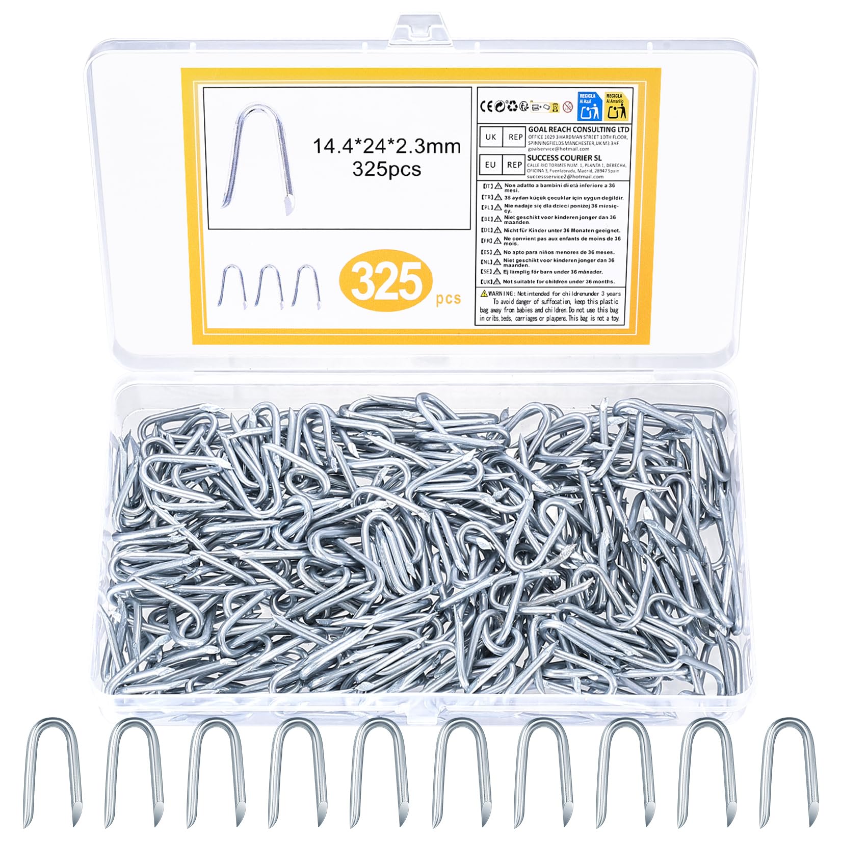 IYEREER 325 Pcs Galvanised U Shaped Fencing Staples 14.4 x 24 mm