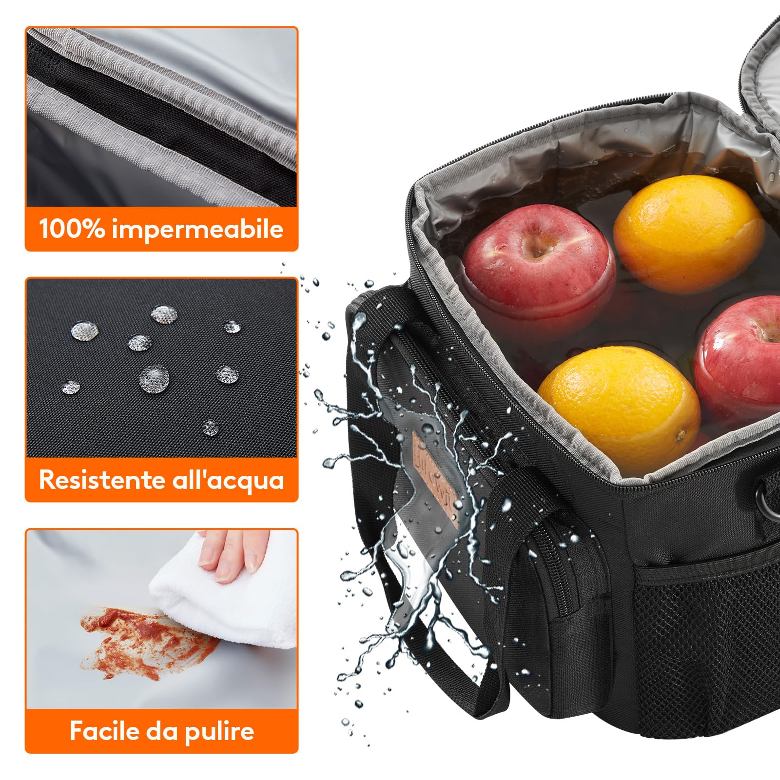 Lifewit Borsa Termica Porta Pranzo 9L(12 Lattine), Medio Borse Frigo Pranzo Ufficio per Uomo e Donna, Lunch Bag per Lavoro, Mare, Viaggio, Spiaggia, Nero