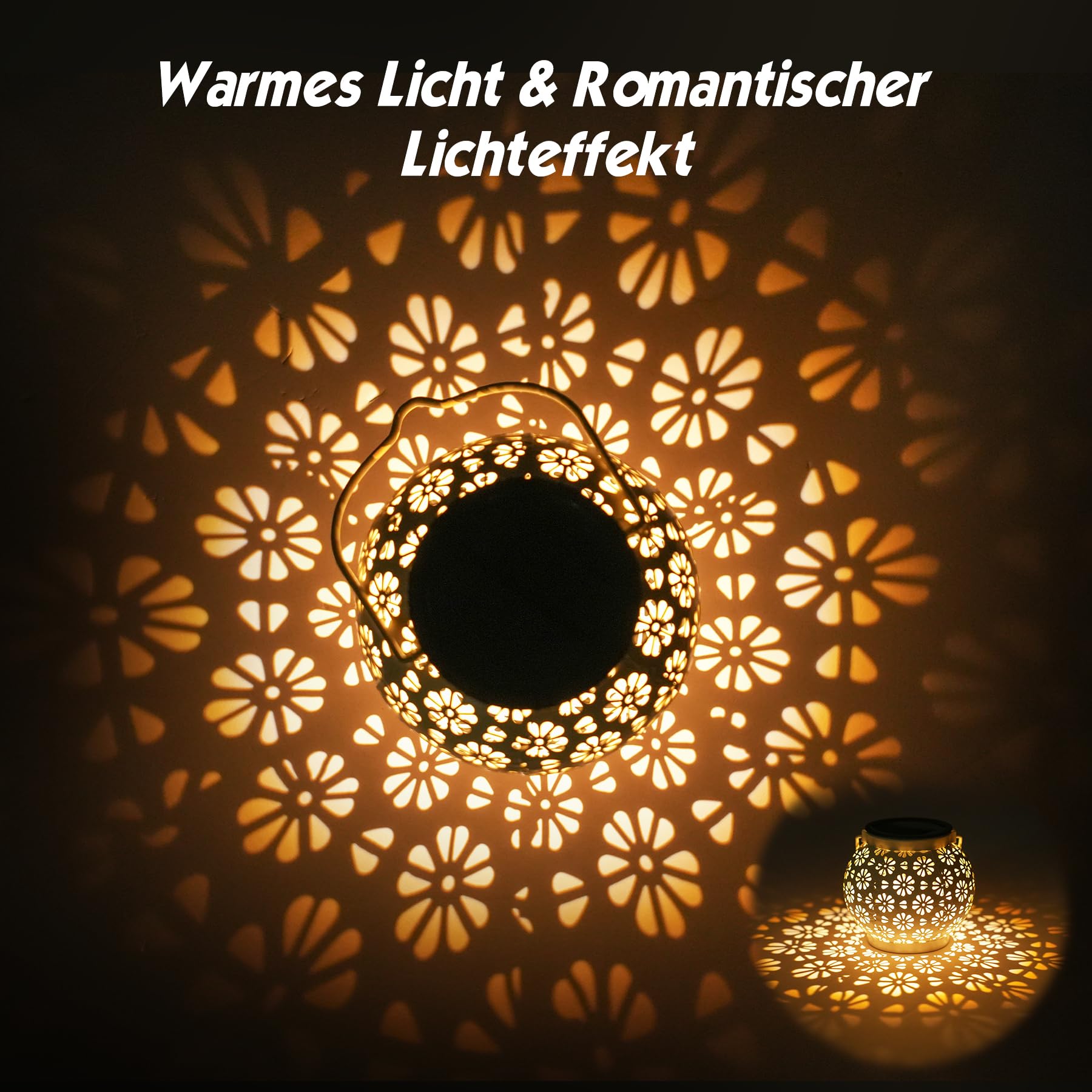 JOYCREATOR Linternas solares, 2 unidades, LED de metal impermeable IP65, 10 horas de vida, para colgar al aire libre, decoración de jardín, porche, mesa, balcón, terraza