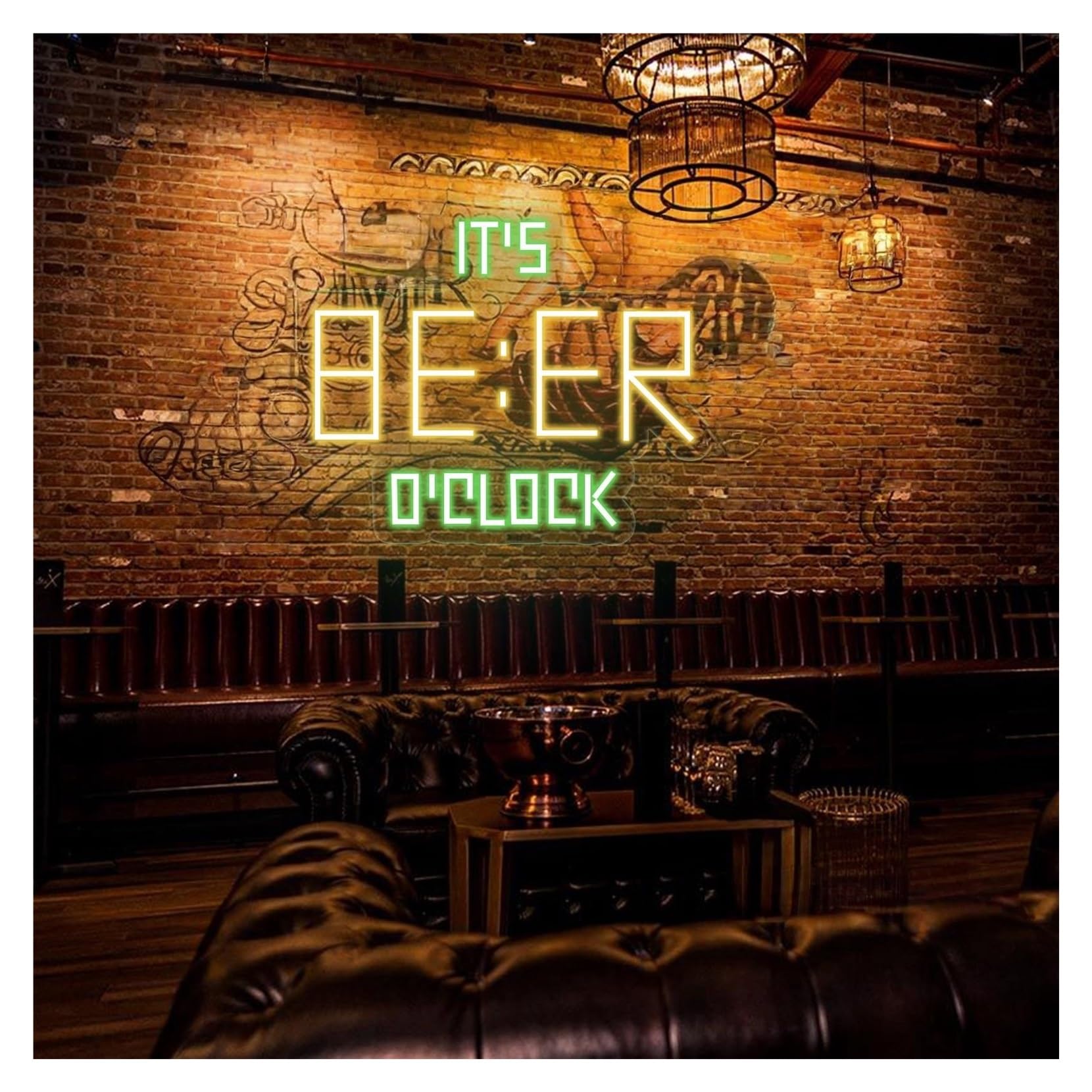 RONGCH Hanging Art Signs Beer O'Clock Neon Sign,Suitable for Milk Tea Shop Man Cave Decor with Dimmable 33cmx40cm(B)
