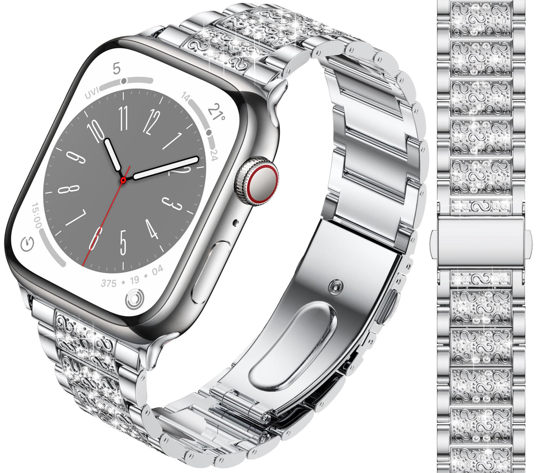 JJii Sung Bling Diamond Strap compatible with Apple Watch Straps 38mm 40mm 41mm 42mm 44mm 45mm 46mm 49mm