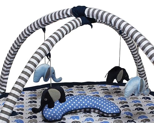 Miniatura 4 de Bacati - Gimnasios y tapetes de juego (elefantes azulgris)