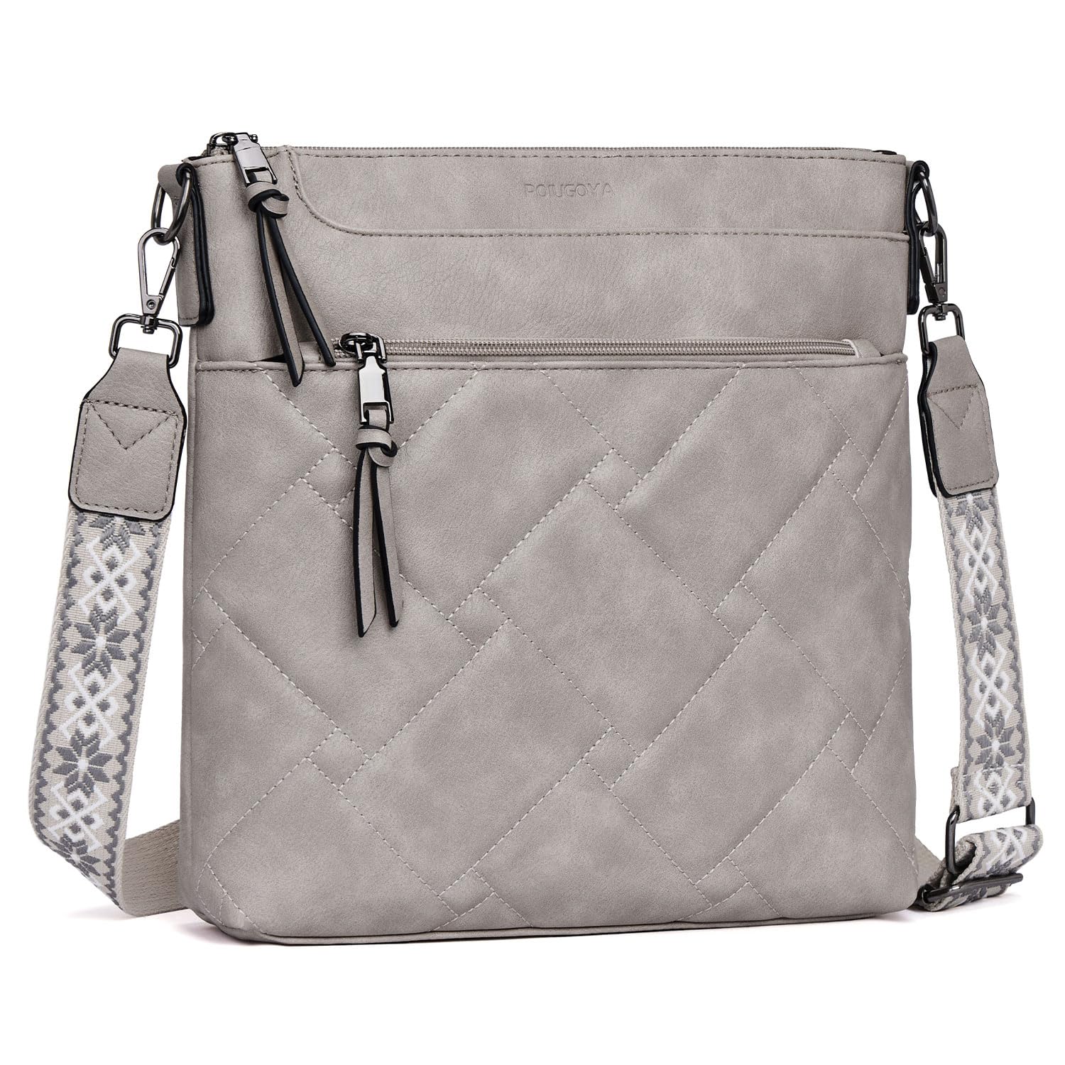POIUGOYA Quilted Crossbody Bags for Women Trendy,Vegan Leather Medium Shoulder Handbags Travel Purse with RFID Card Slots
