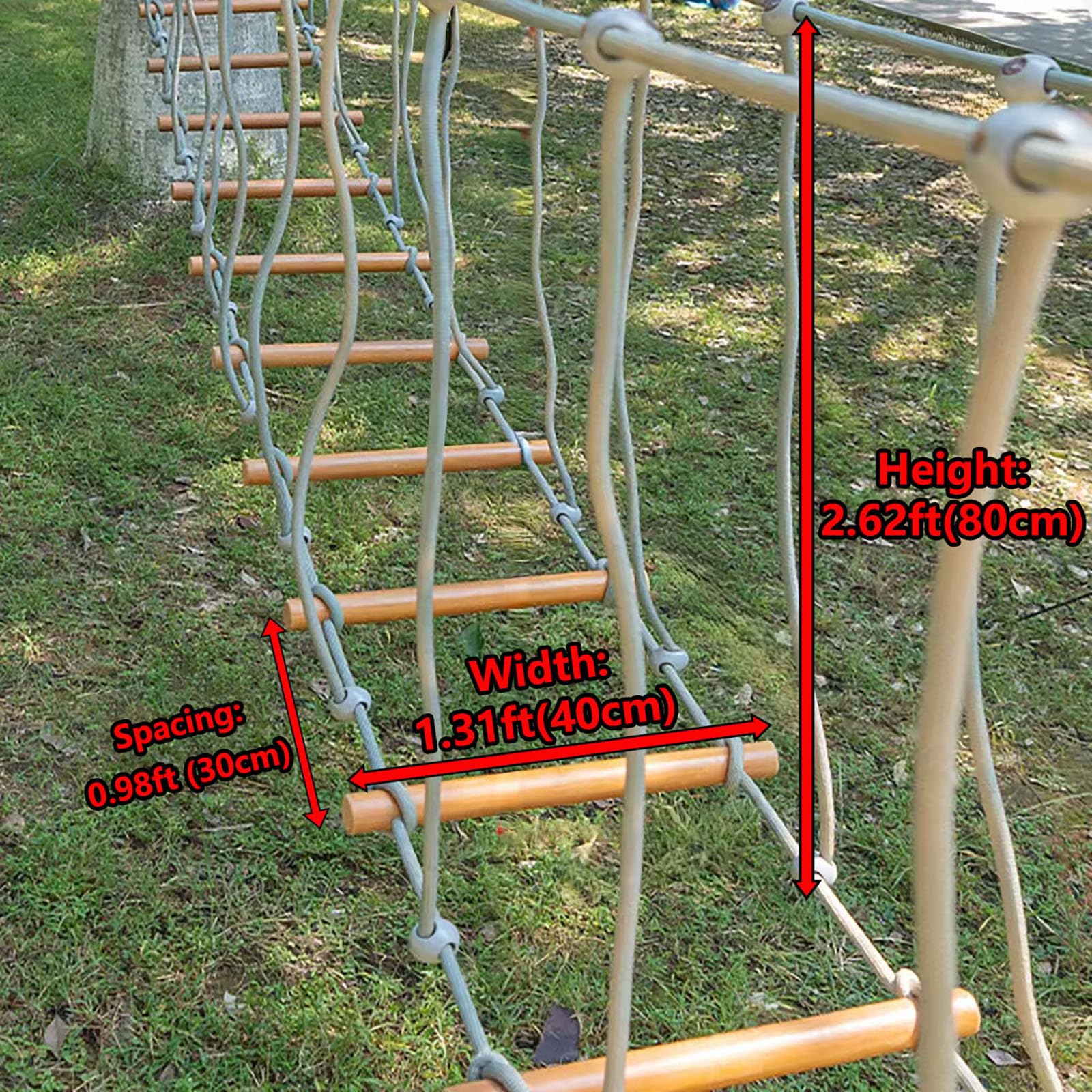 HAZEK Entrenamiento físico al Aire Libre en el jardín de Infantes pasamanos Puente Colgante Puente Colgante Puente de Equilibrio Puente de Madera única Escalada(Size:4m)
