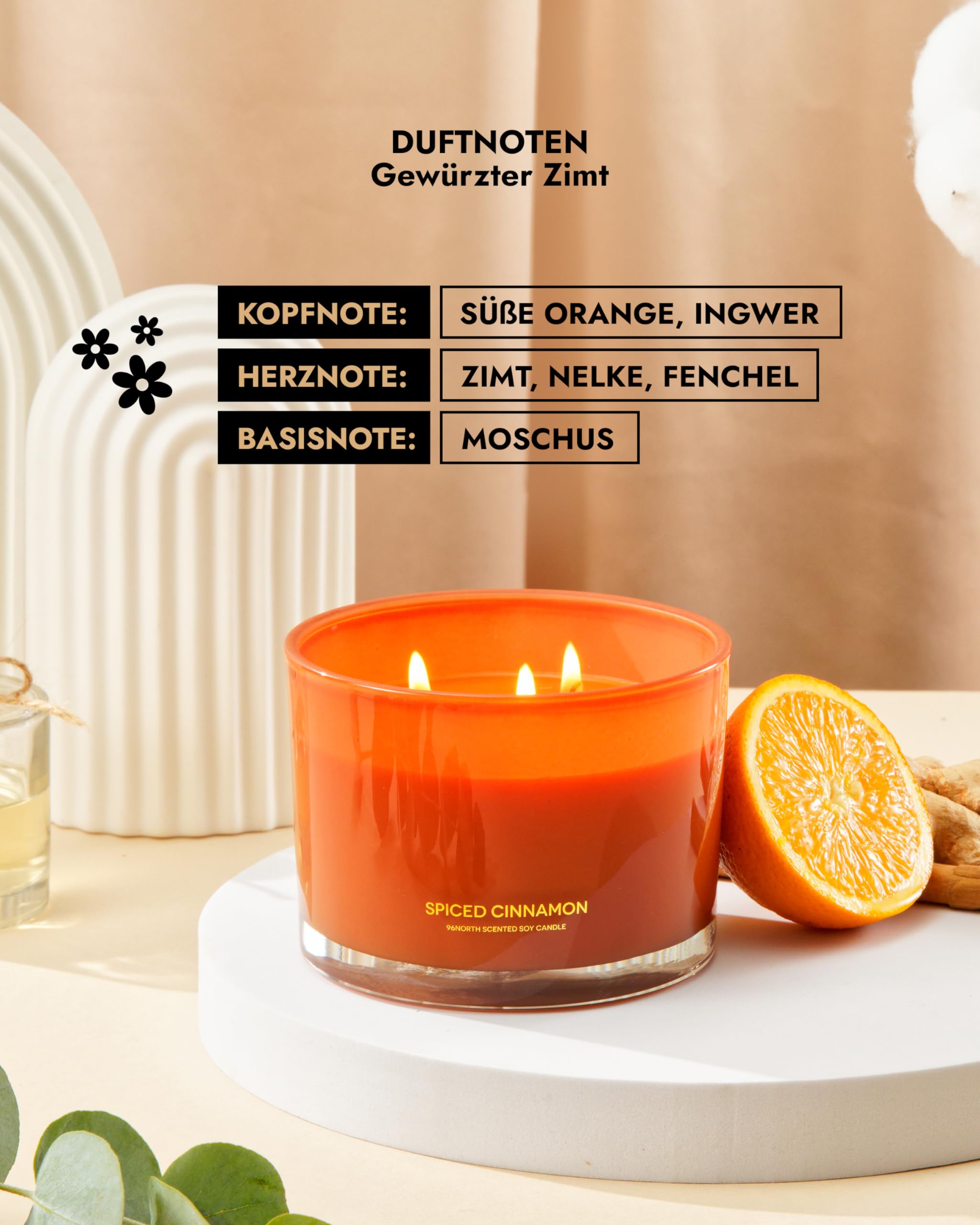96NORTH Luxus Kerzen | Palo Santo Kerze | 3-Docht Duftkerzen Im Glas | 100% Natürlicher Sojawachs | Brenndauer bis zu 40 Stunden | Hochzeitstag Geschenke für Frauen