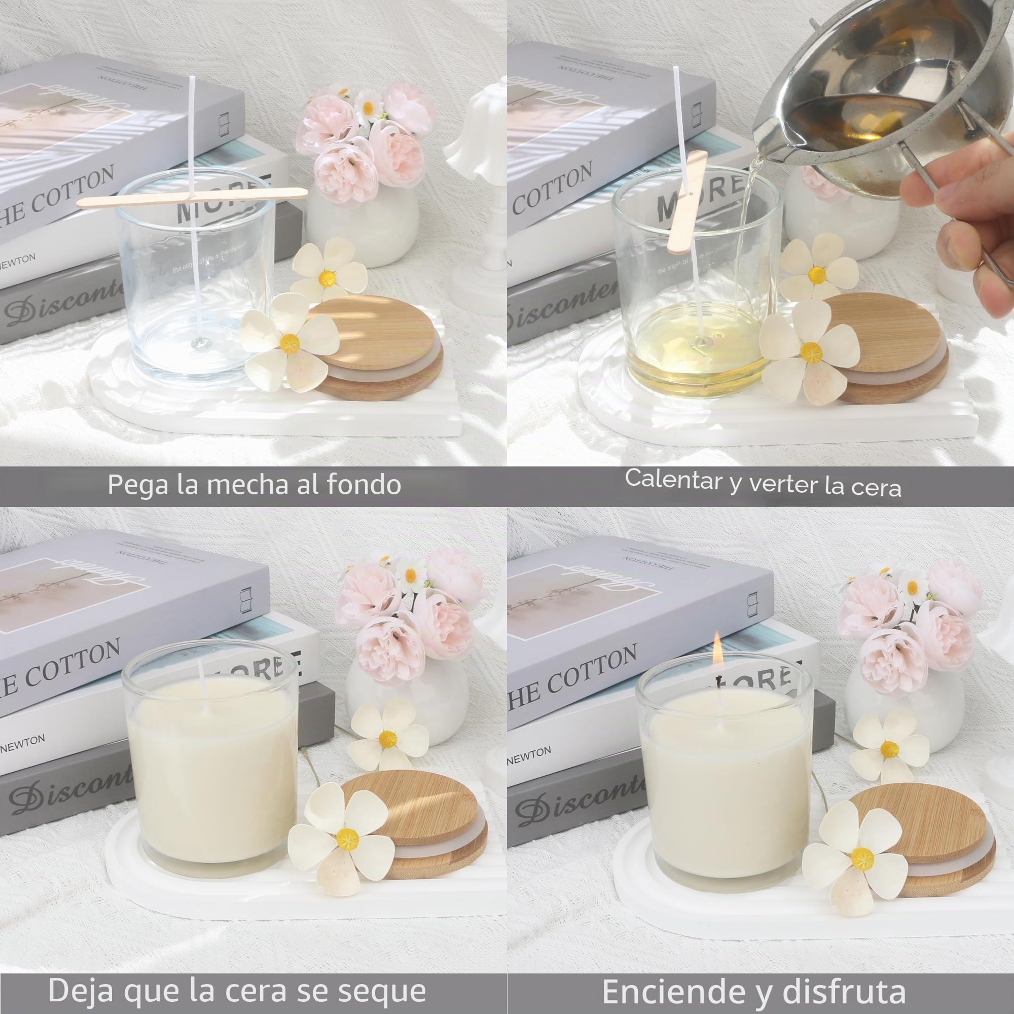 MILIVIXAY Paquete de 12 tarros de cristal grueso transparente de 10 onzas con tapas, tarros vacíos a granel para hacer velas, recipientes de especias y polvo.