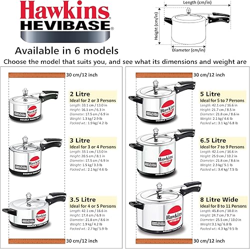Miniatura 6 de Hawkins H56 Hevibase - Olla a presión de aluminio compatible con inducción 5 litros color plateado
