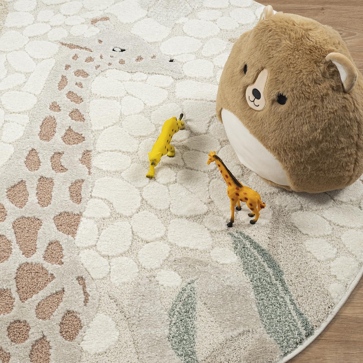 the carpet Jungle Kids - Kindertapijt voor de kinderkamer, kindertapijt, 3D- effect, onderhoudsvriendelijk, duurzaam, Leeuw, 120 cm Rond